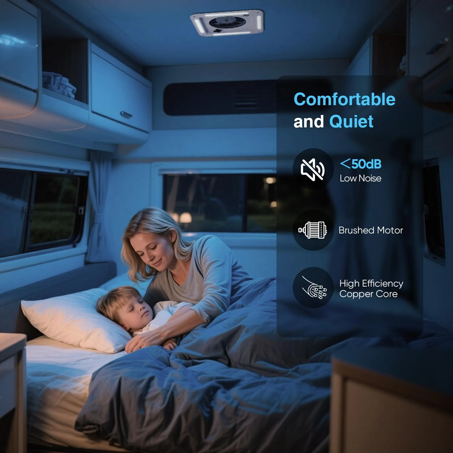 Ventilatore Da Tetto Per Camper con luce LED e finestra, Ventola di scarico reversibile