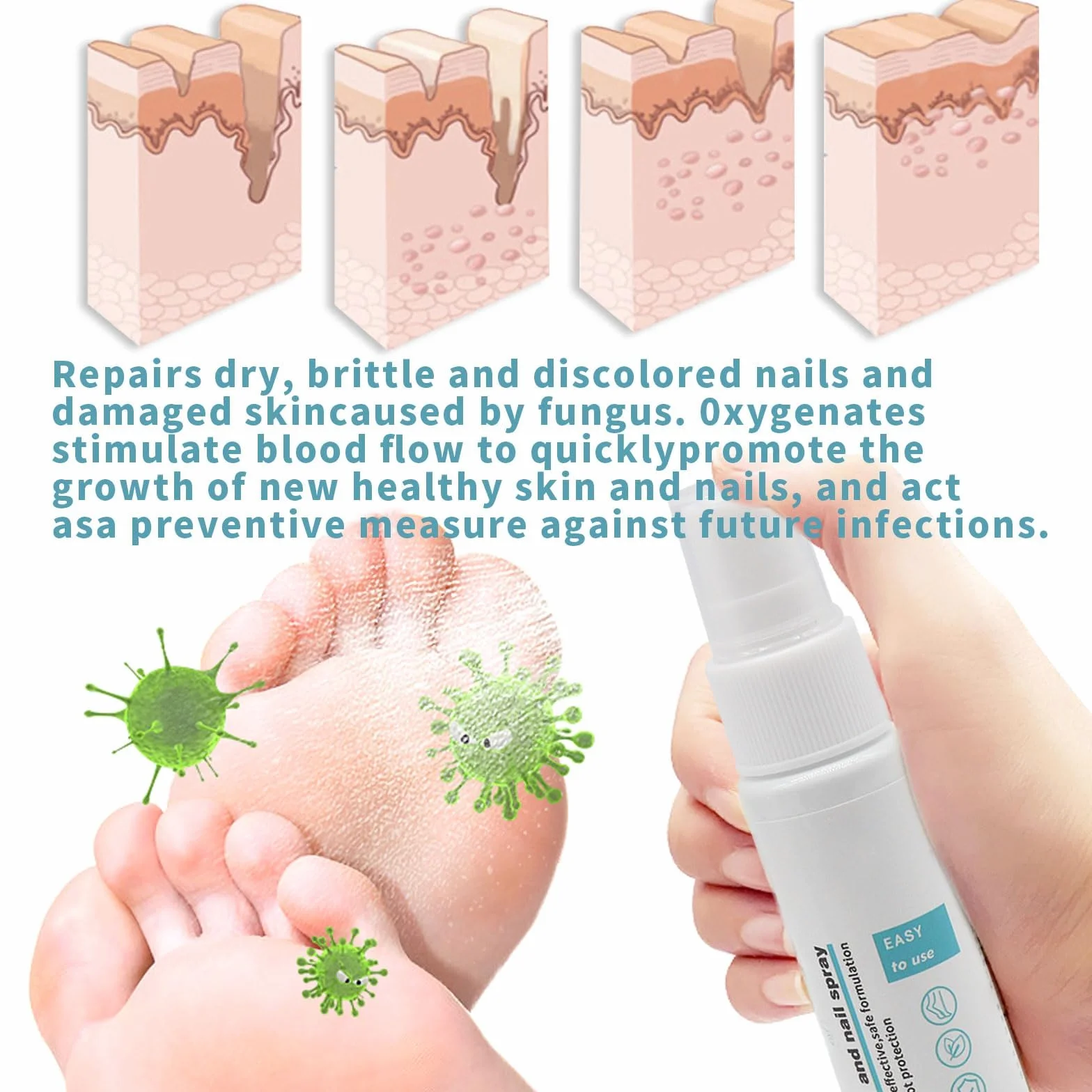 Spray per funghi del piede e unghie, cura piedi e unghie