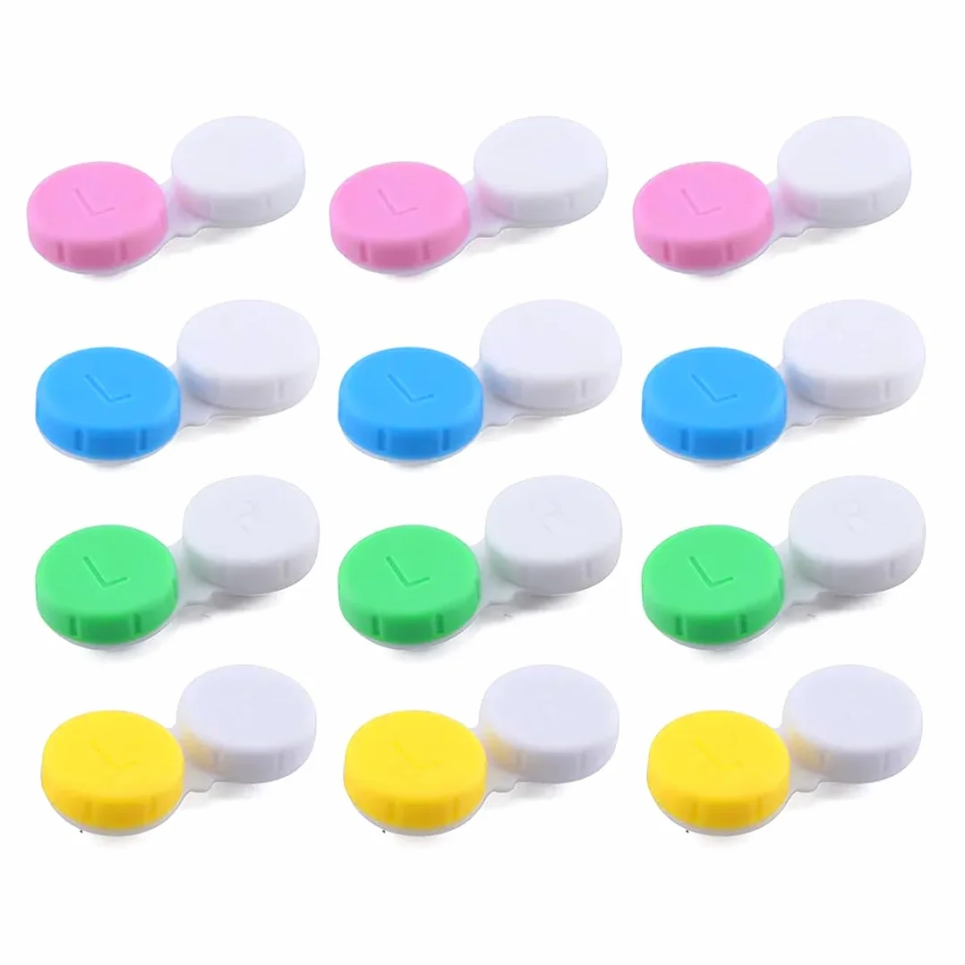 Custodie per Lenti a Contatto 12 Pezzi - Scatola Porta Lenti a Contatto con Tappi Sinistro/Destro, Portatile per Viaggi