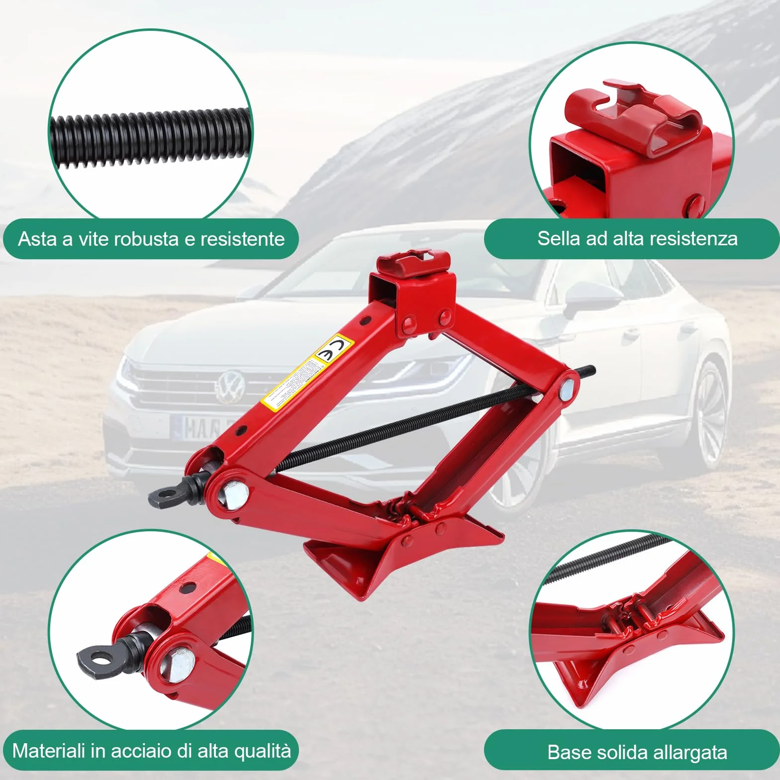 Cric per Auto 3 Tonnellate, Crick Portatile Universale Gamma Sollevamento 120-445 mm per SUV MPV