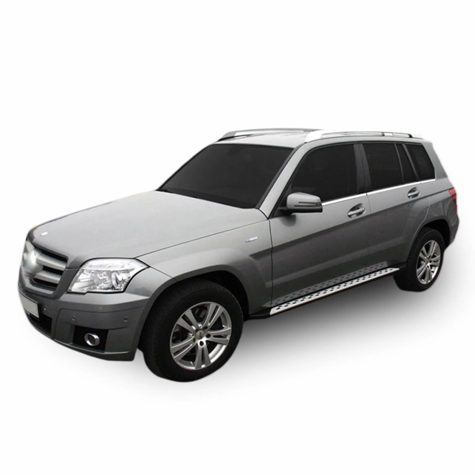 J&J AUTOMOTIVE Pedane Laterali per Mercedes GLK X204 2008-2015, Sottoporta Minigonne in Alluminio e Plastica ABS, Set Completo con Materiale di Montaggio Incluso