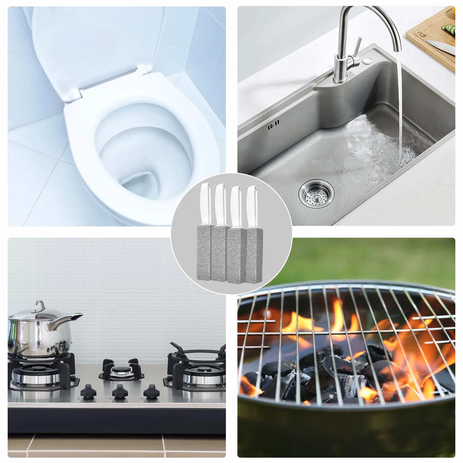 Pietra Pomice per WC con Manico, Cleaning Block 4 Pezzi per Bagno e Cucina