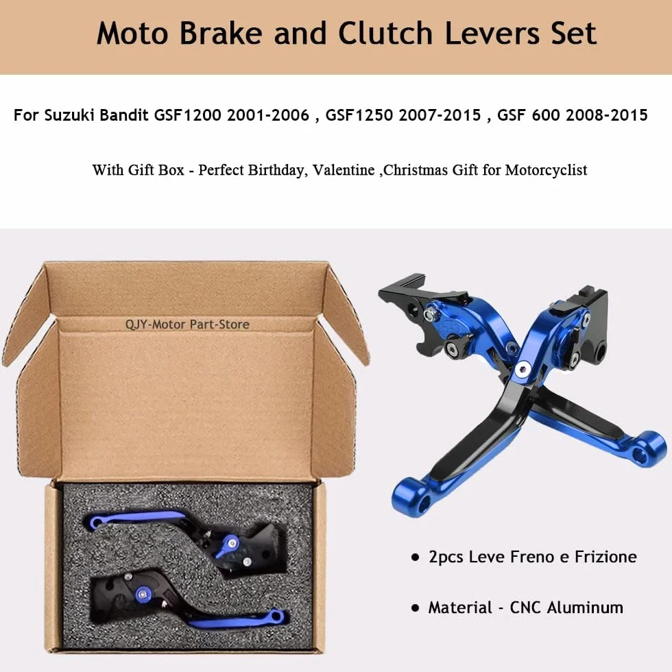 QJY Per Suzuki Bandit Moto Leve Freno e Frizione Set Regolabile per Suzuki GSF 600/S/N GSF 650/S/N 2008-2015 GSF1200 2001-2006 GSF1250 2007-2015（Blu+Nero）