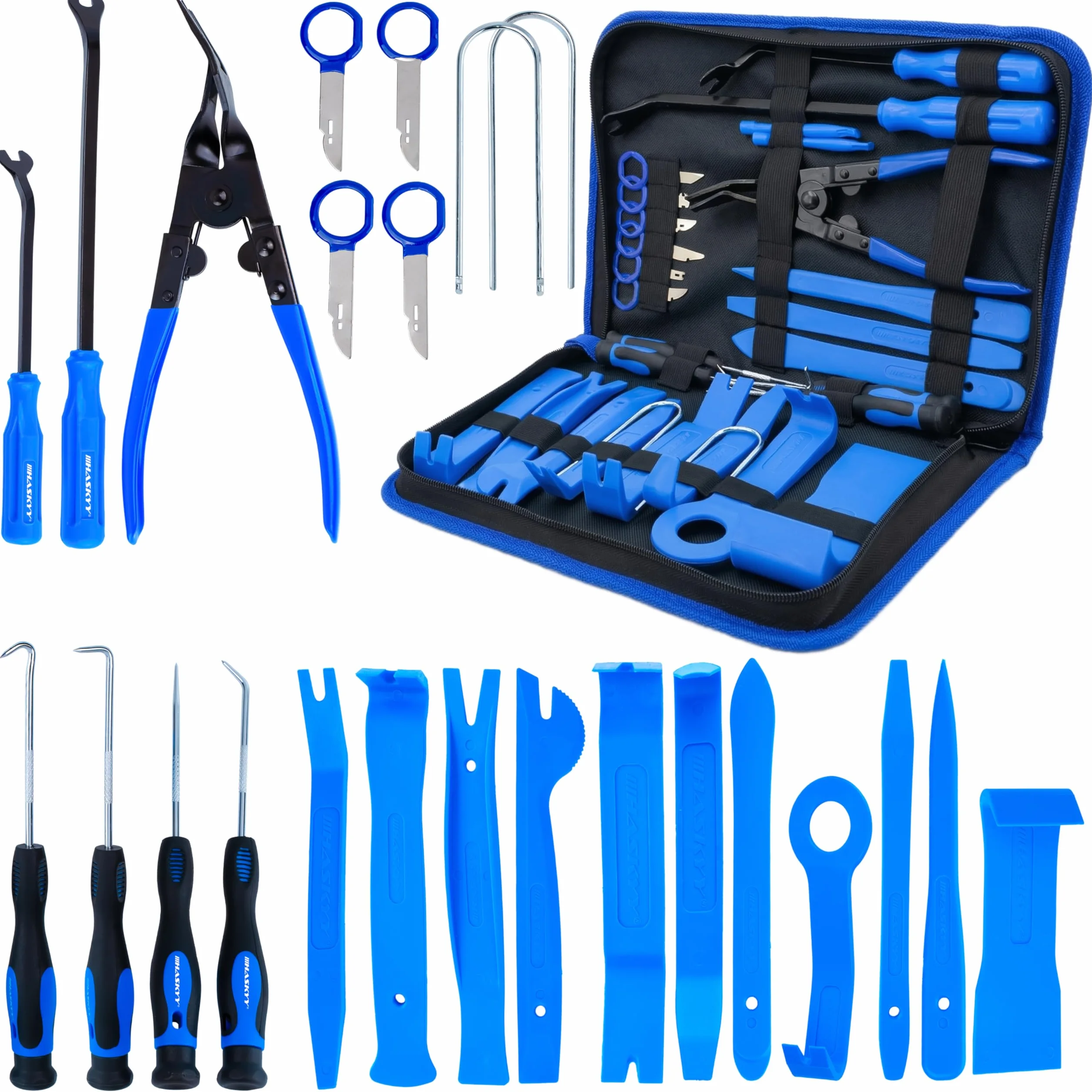 HASKYY Attrezzi Smontaggio Auto Set 24 pz, Leve per Rivestimenti, Estrattore Clip, Utensili Plastica