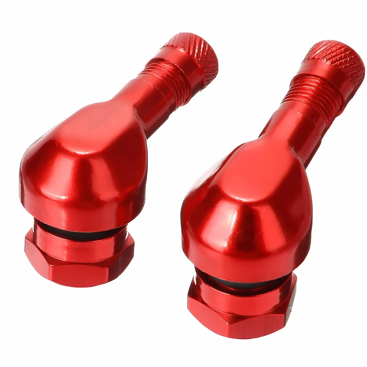 JNNJ 2 Pezzi Valvola per Pneumatici da 90 Gradi, Universale Moto Alluminio Ruote Pneumatico Valvola Steli Tappi 90 Gradi Auto Strumenti, Lega di Alluminio Adattatore per Copri Valvole Moto(Rosso)