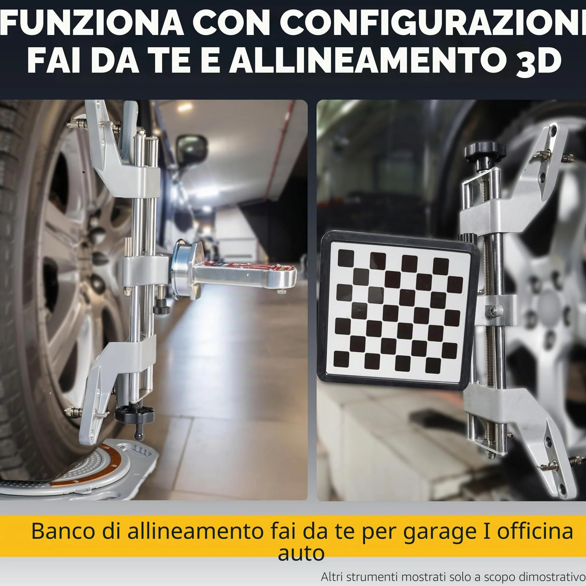 AutoSolo Morsetto per Ruote di Allineamento 3D DSP Adattatore Magnetico per Misuratori Camber Castor Cerchi 11-25 Pollici