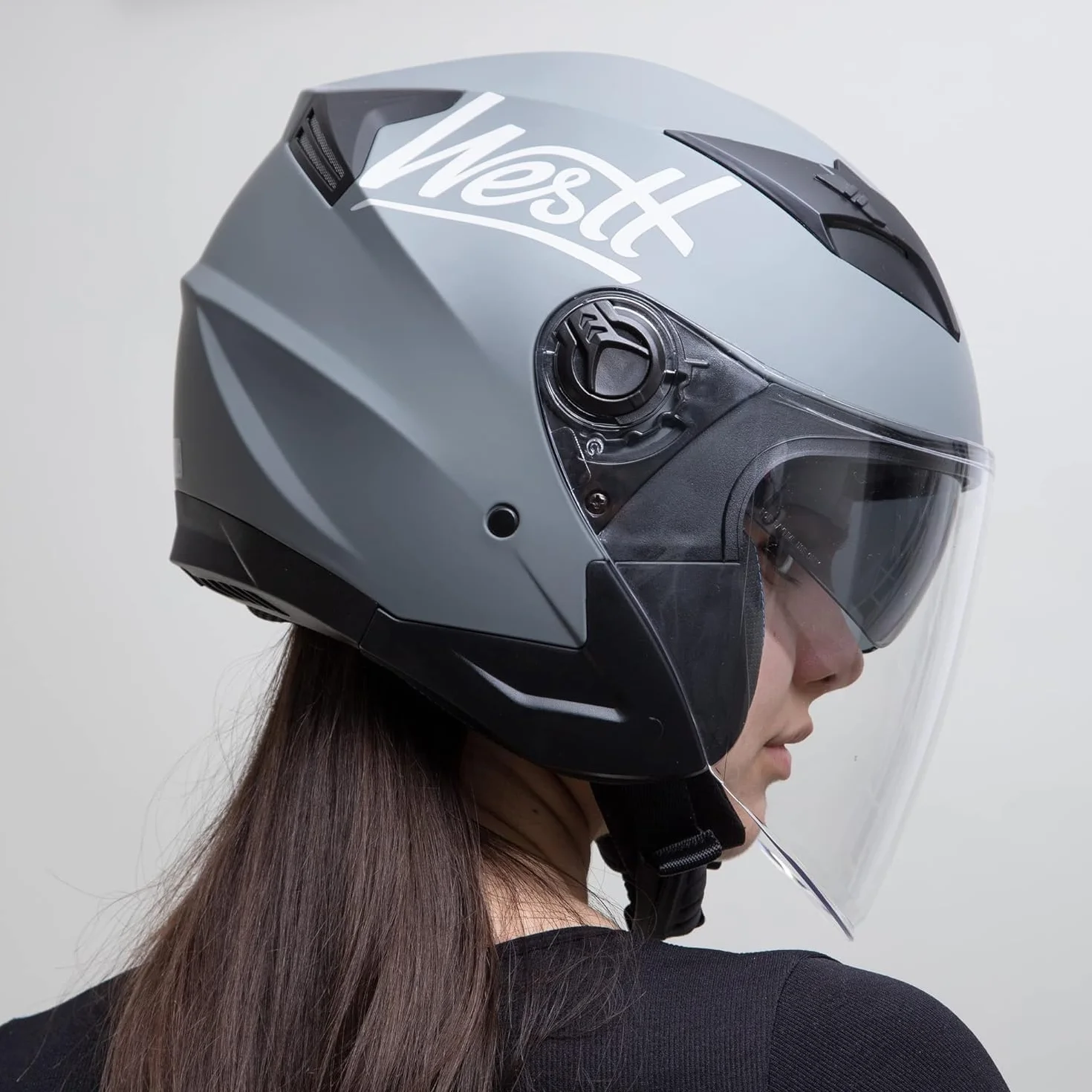 Casco jet Westt doppia visiera omologato ECE 22.06 nero grigio bianco