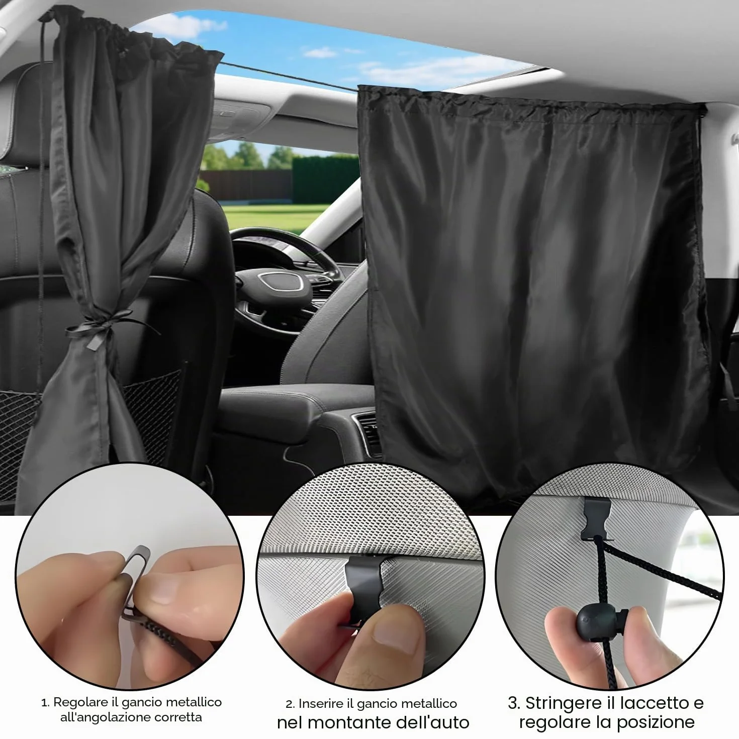 5 Pezzi Set Tendine Parasole Auto Oscuranti Finestrini Auto Protezione Della Privacy Facile da Installare 1 Tendina Principale 4 Oscuranti Laterali Adatto per la Maggior Parte Delle Modelli