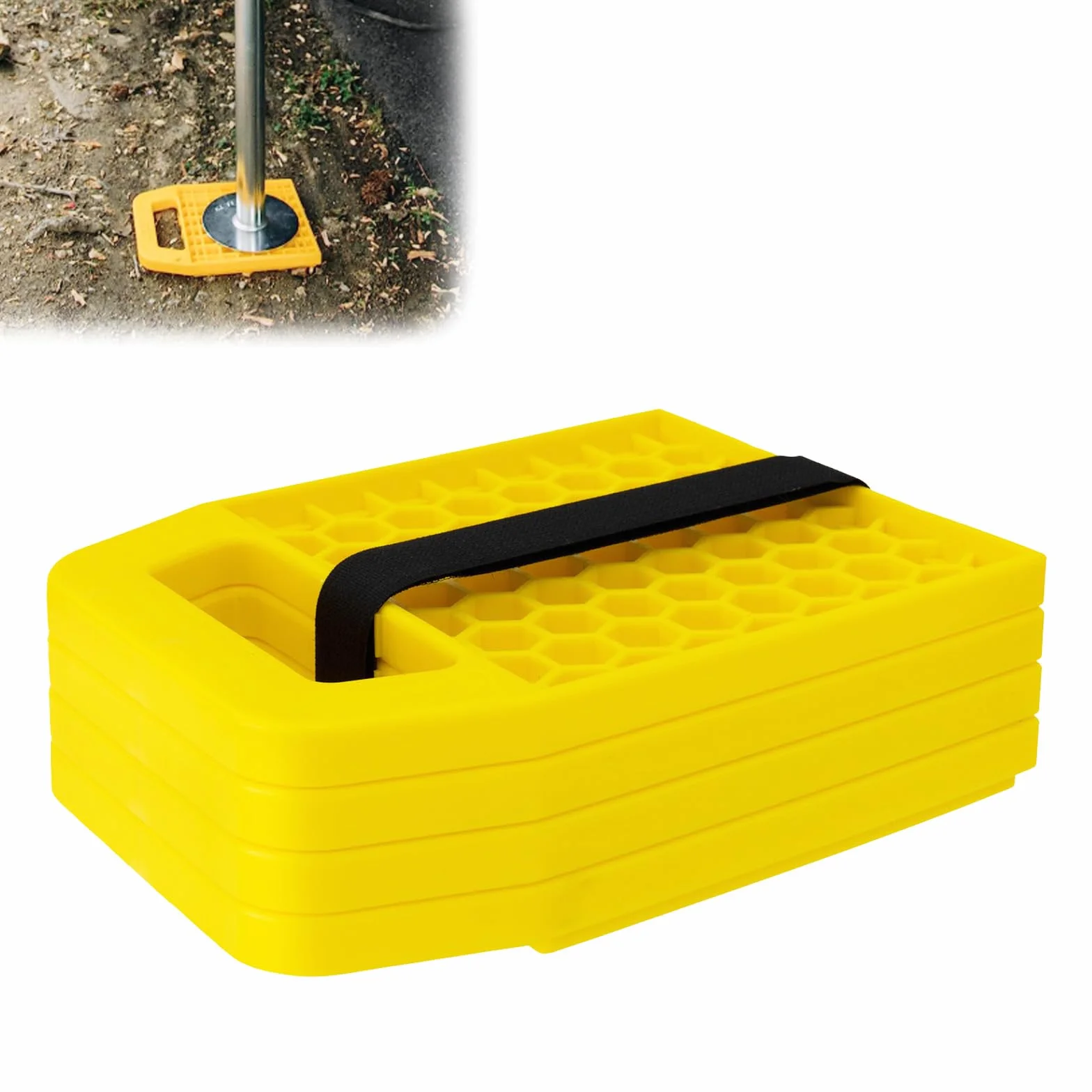 Set Di 4 Piastre Di Supporto Per Cric Camper Caravan, Blocco Livellamento Stabilizzatore Antiscivolo