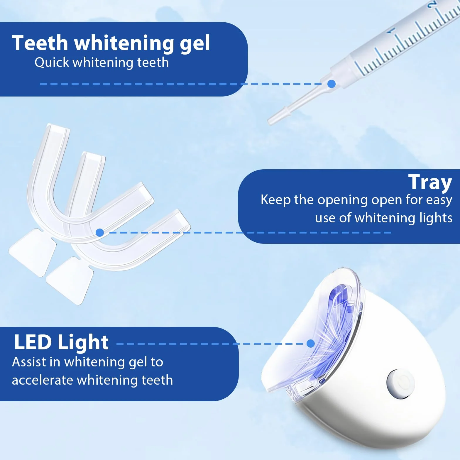 Kit Sbiancante Denti, Set Pulizia Denti, Gel Sbiancamento Denti, Veloce, Efficace Ridurre Macchie, Uso Quotidiano