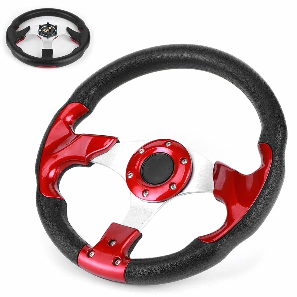 Volante sportivo in fibra di carbonio 320 mm rosso con pulsante clacson