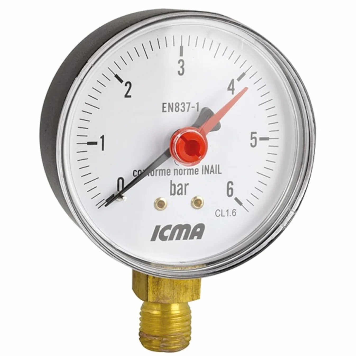 Manometro per Acqua 0-6 Bar Ø63 1/4" Filettatura Attacco Radiale Posteriore