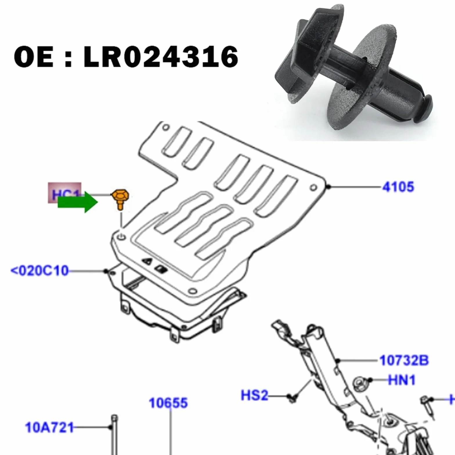 20x Clip di fissaggio for coperchio della batteria in nylon, cappuccio, pannello di rivestimento, compatibile for Land Rover Range Rover Discovery Sport Evoque Rivetto a pressione OE # LR024316