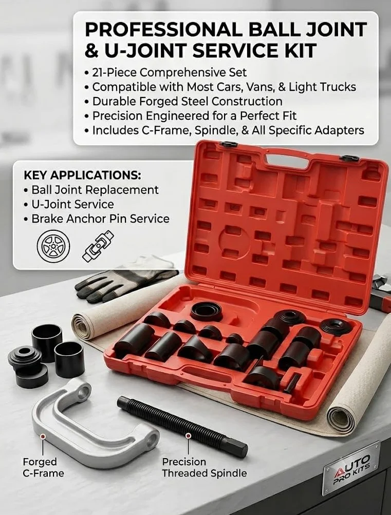 Kit Pressa per Giunto Sferico DHA 21 Pezzi Resistente Strumento Rimozione Giunto a U Adattatori 4x4