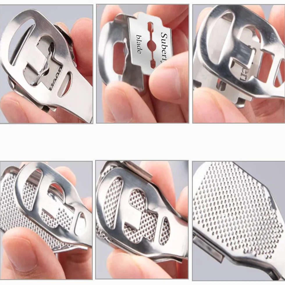 Kit per Pedicure Raschietto con 10 Lame D'argento, Callus Remover, Rimuovi Calli Piedi