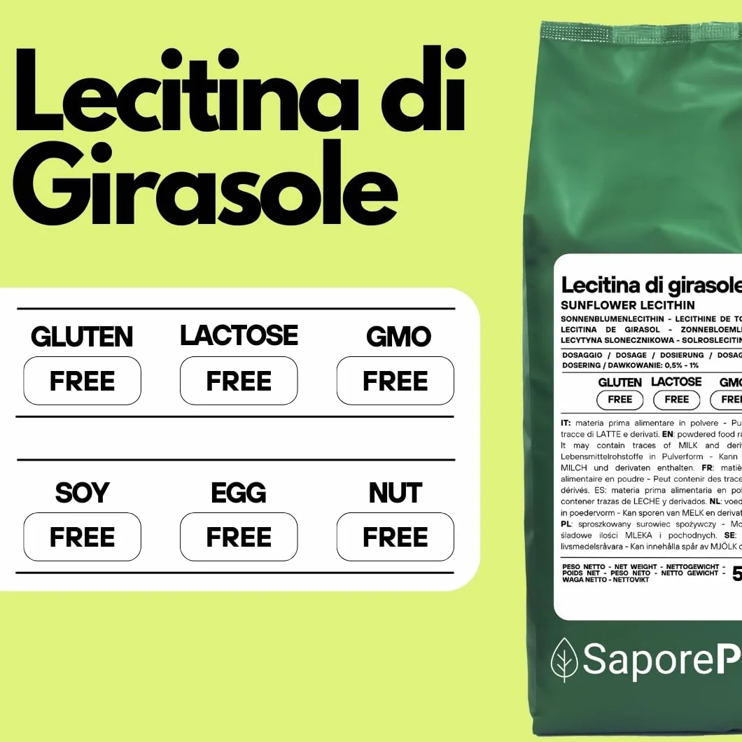 SaporePuro Lecitina di Girasole in Polvere 500 g – Emulsionante Naturale