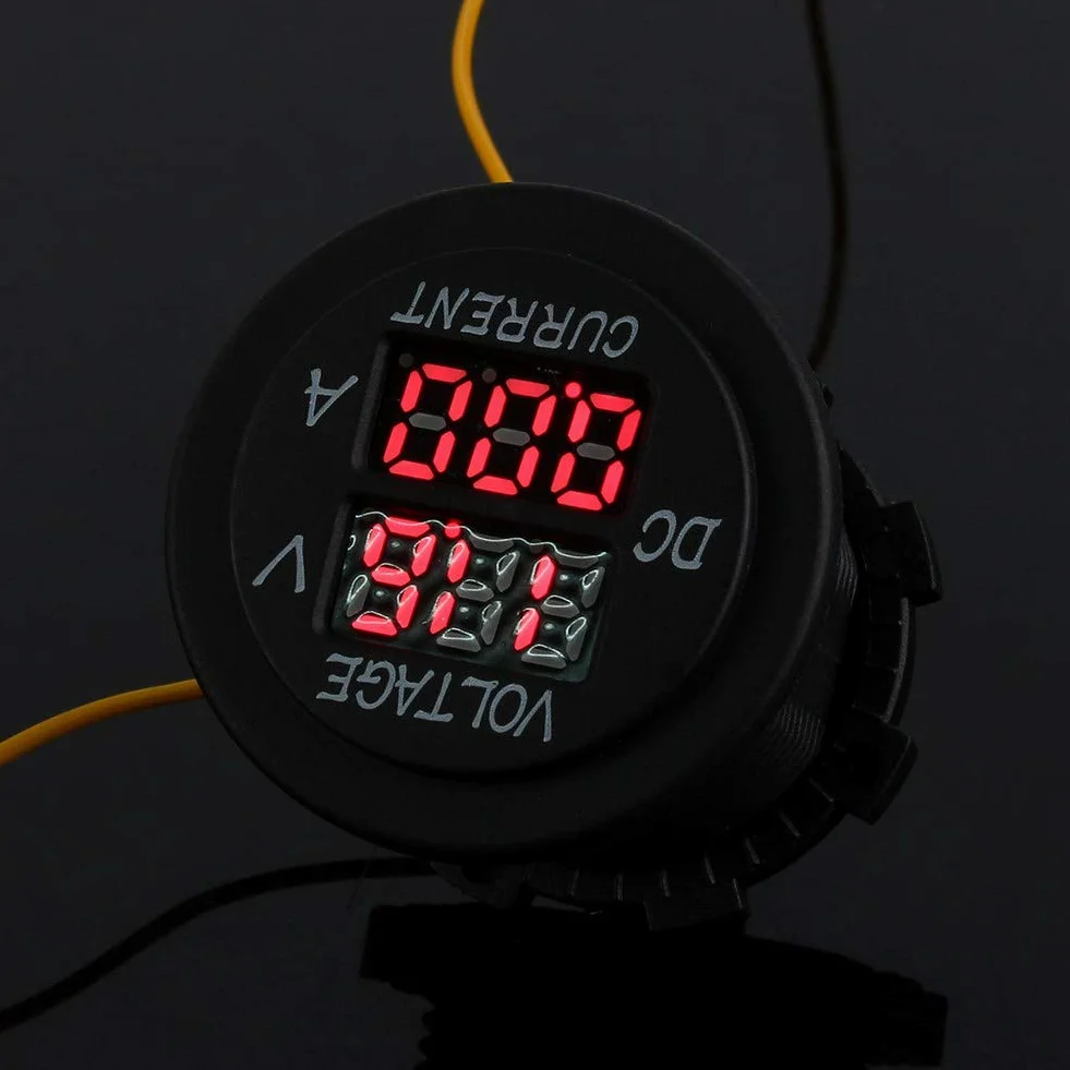 Amperometro voltmetro per auto 12-24V Dual LED Voltmetro digitale amperometro Voltaggio Display a LED rosso per auto Motocicletta Ambiente in nylon