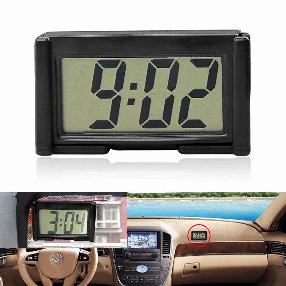 Mini Orologio Elettronico Digitale per Auto Camion Cruscotto con Staffa Autoadesiva