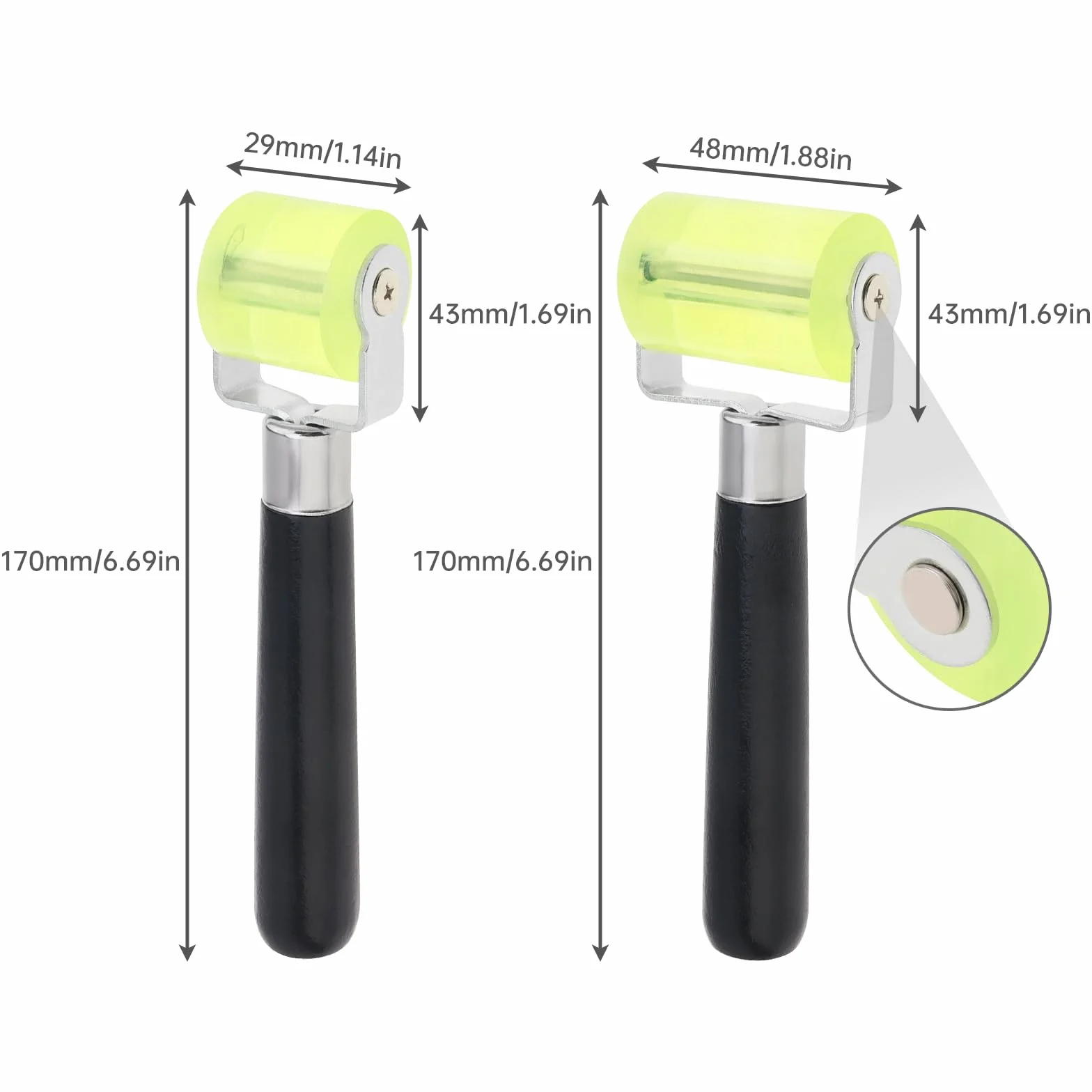Rullo di applicazione fonoassorbente per auto per auto, 2 pezzi, per cuscinetti filtranti acustici/tappetino di riduzione del calore/carta da parati, rotella di rotolamento per cuciture in