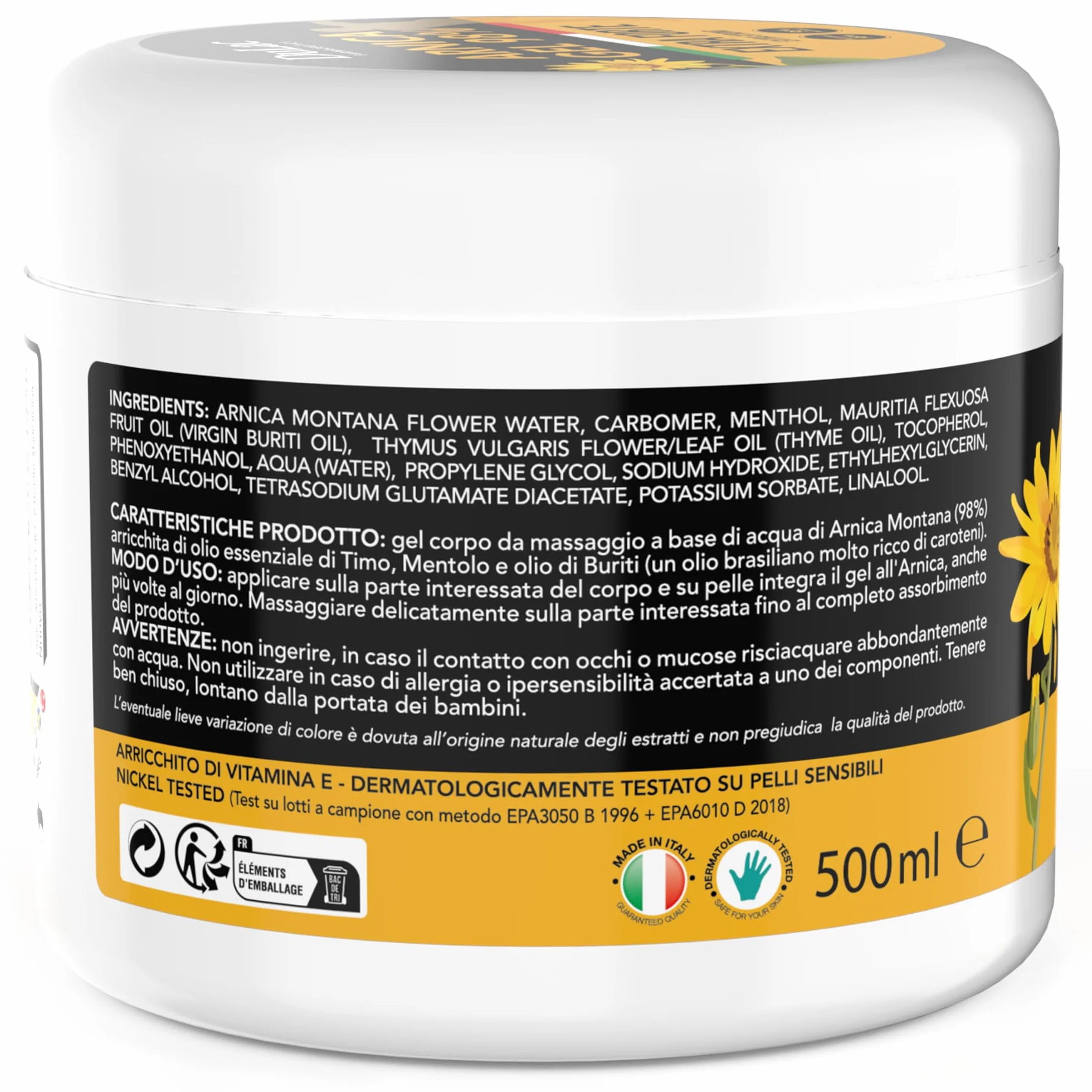 Dulac Arnica Gel Forte 98% 500 ml per Massaggio Muscolare e Articolare con Mentolo e Olio di Buriti Made in Italy