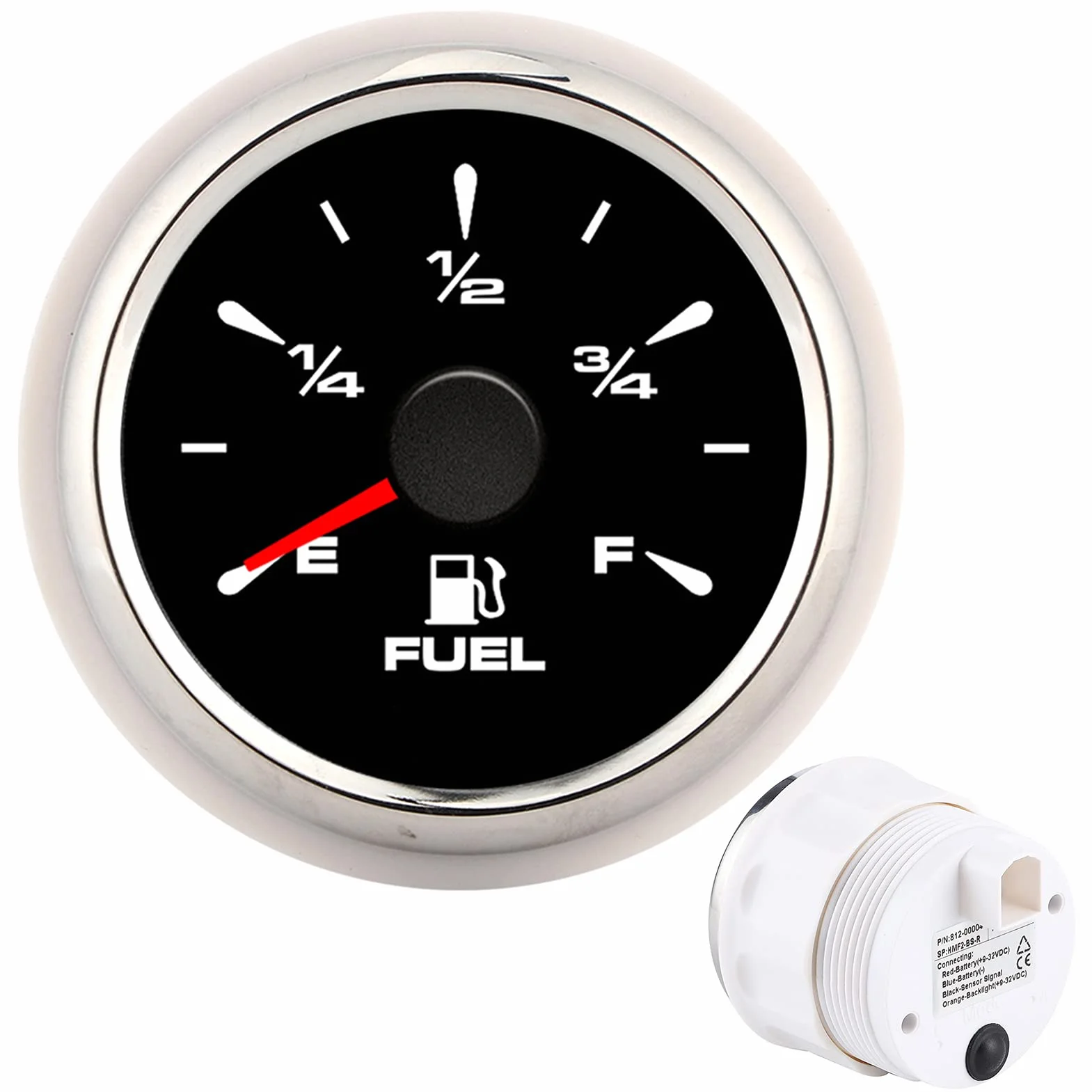 Misuratore di livello del carburante 2 in 1 con display digitale e retroilluminazione a 8 colori, per moto, auto e yacht a 12 V/24 V; misuratore di carburante in vetro antifog in (Copertura argentata
