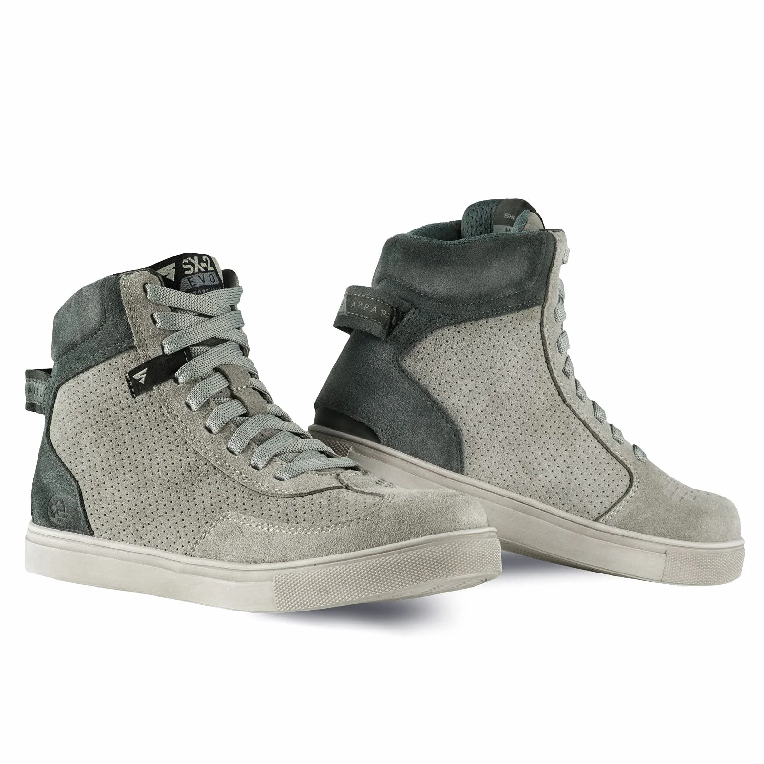 SHIMA SX-2 EVO LADY Scarpe Moto Donna | Stivali Moto in Pelle, Traspirante, Rinforzato con Supporto della Caviglia, Suola Antiscivolo, Impugnatura per il Cambio di Marcia (Grigio, 38)