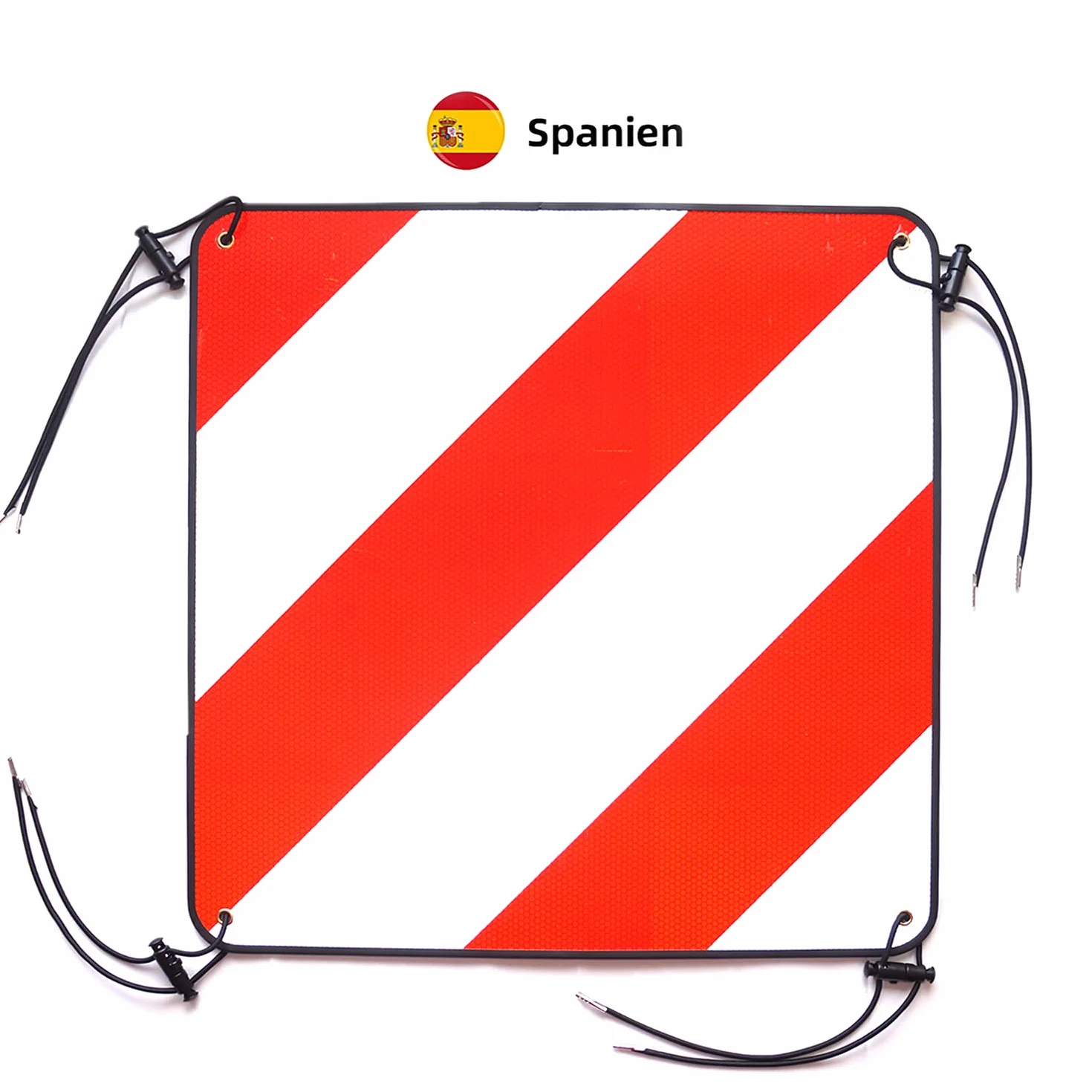 Segnale d'avvertenza riflettente alluminio 50 x 50 cm 2 in 1 per Italia e Spagna con cinghie di fissaggio
