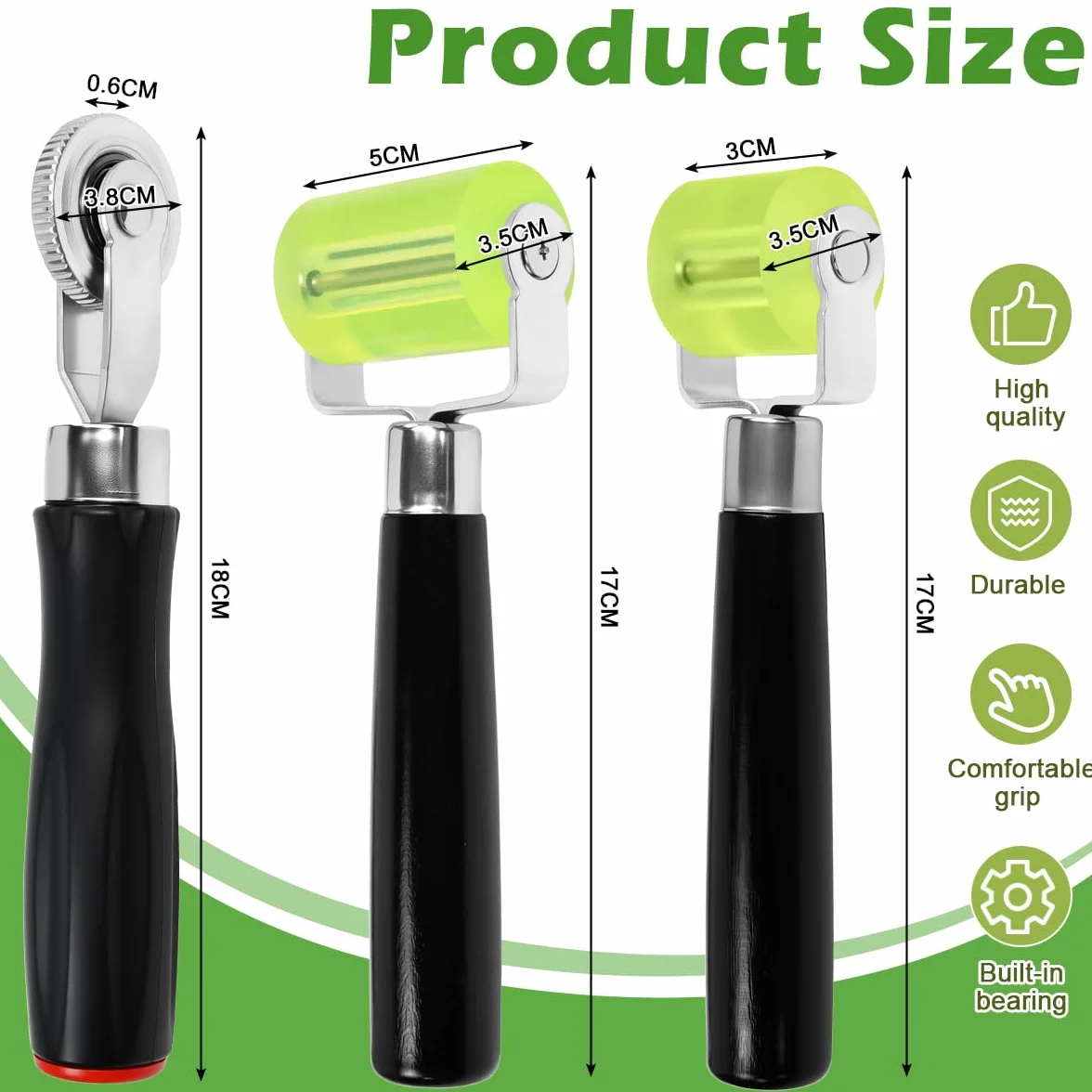 3 Pezzi Rulli in Silicone Professionali per Auto, Rullo Pressione Gomma per Saldatura Teloni PVC, Rullo Pressatura in Silicone al Calore 30mm & 50mm, con 1 Ruota di Pressione in Plastica