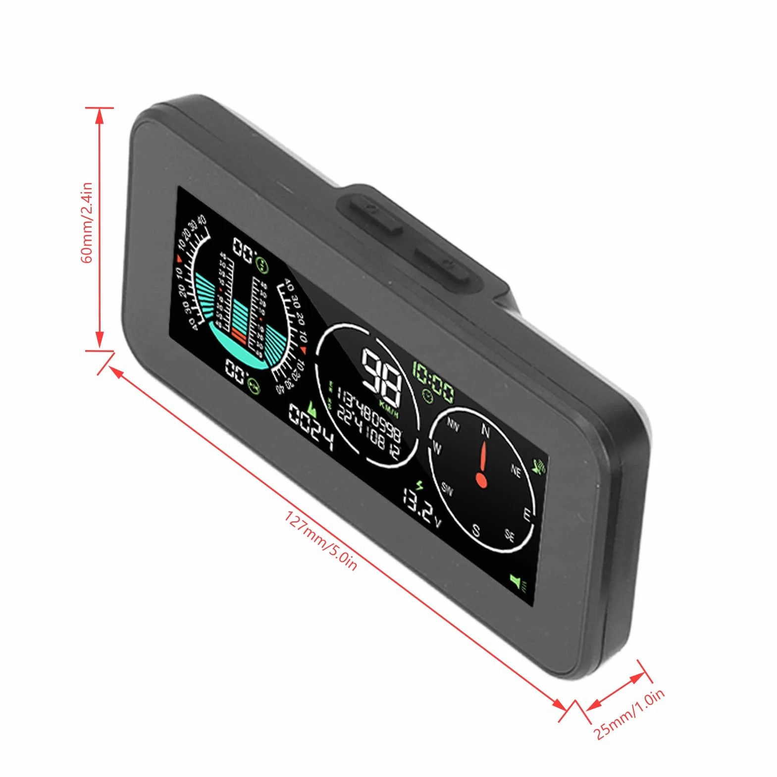 Display HUD Digitale Universale per Auto con GPS, Tachimetro, Bussola e Inclinometro LCD a Colori
