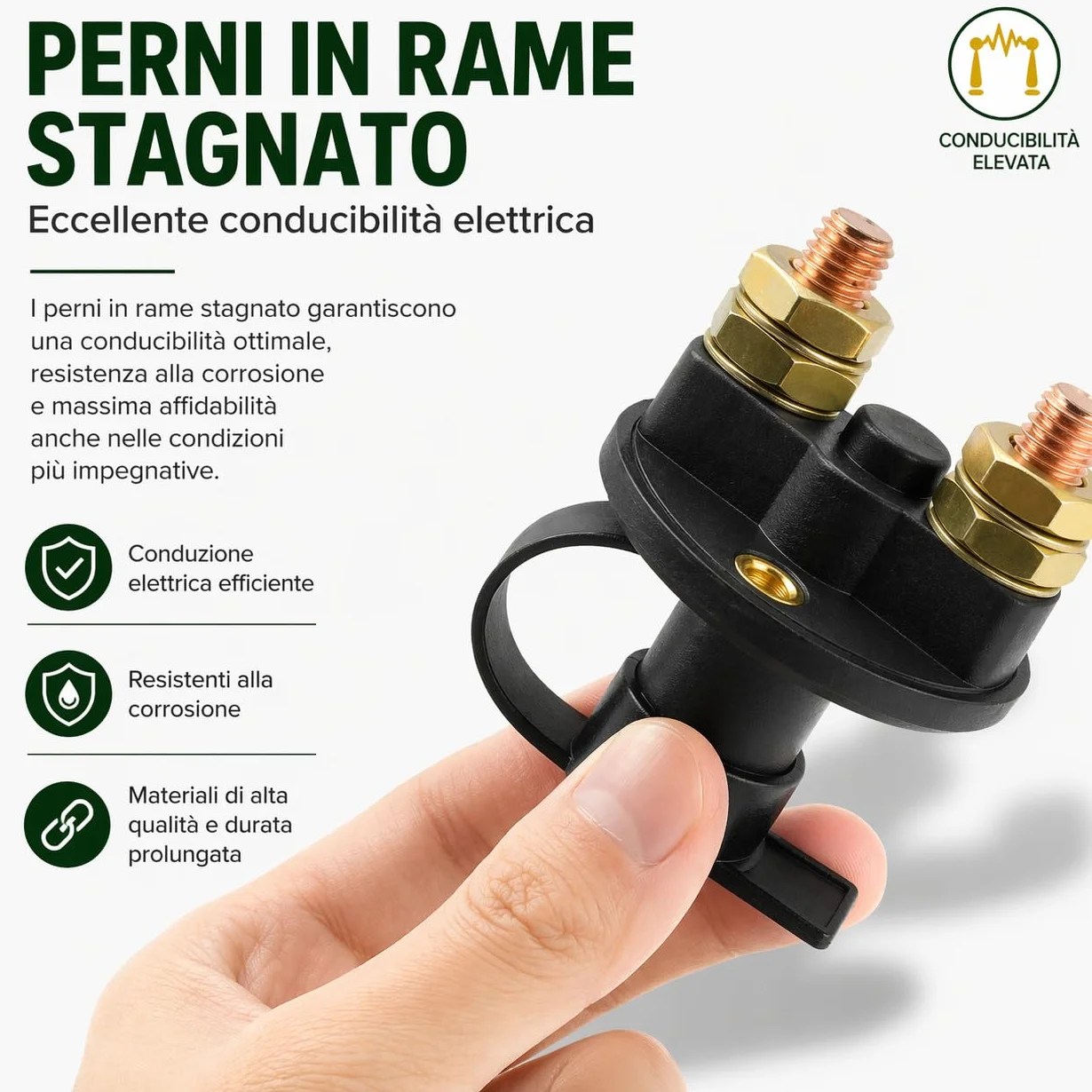 Topolenashop Staccabatteria Auto 12V/24V 100A 500A Picco – Interruttore Batteria Impermeabile con 2 Chiavi Rimovibili, Isolatore per Auto, Camper, Barca, Camion e ATV | SY-KG0084