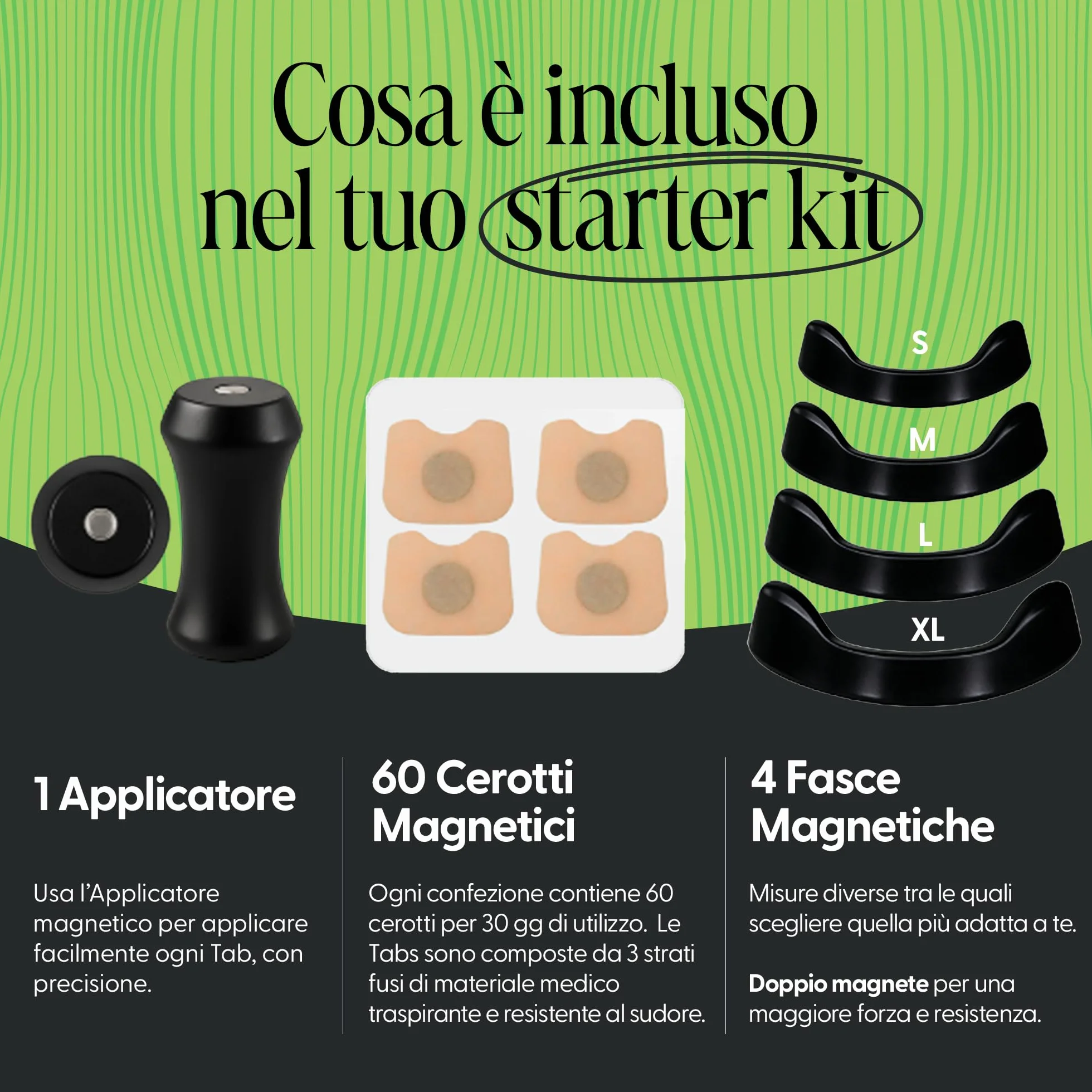 Vireo Cerotti Nasali Magnetici Neri 60 Pezzi, Dilatatore Nasale Antirussamento Riutilizzabile, Alta Tenuta