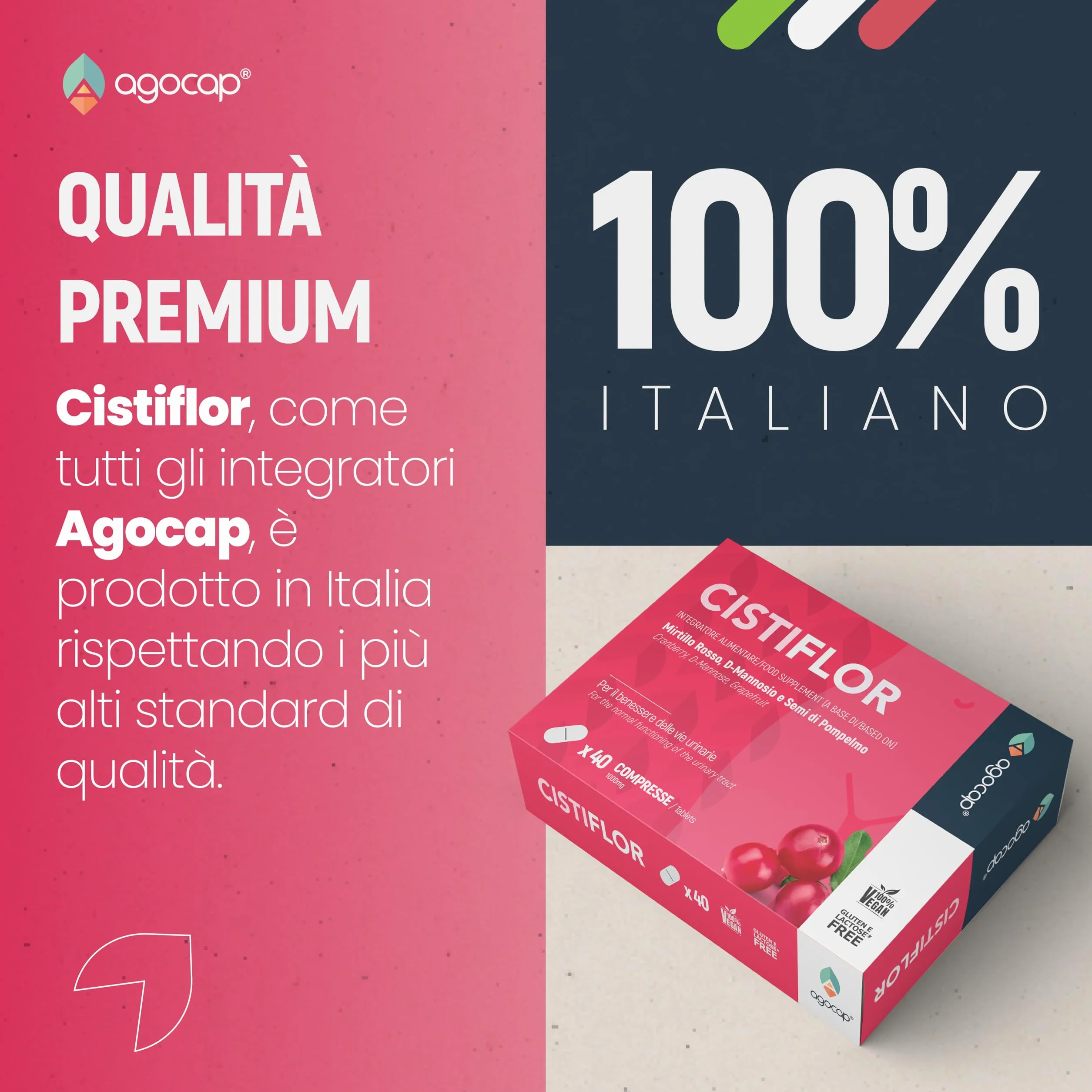 Cistiflor D-Mannosio Mirtillo Rosso Semi di Pompelmo 40 compresse integratore per Cistite Candida Vie Urinarie