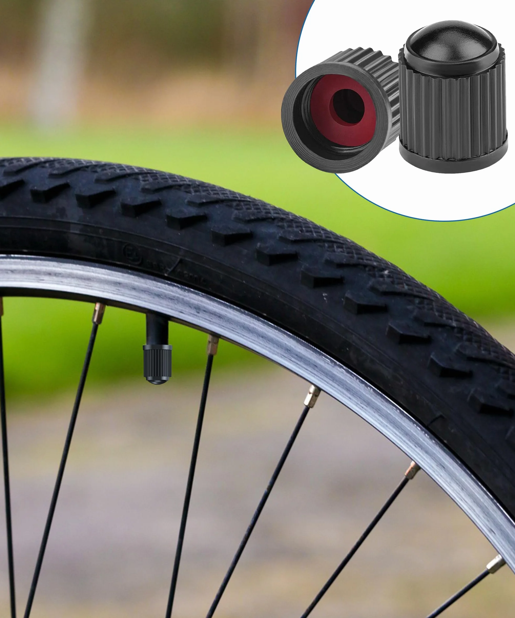 Flaconi 20PCS Tappini Gomme Auto,Tappi Valvole Pneumatici Auto,Tappi Pneumatici Auto,Tappi Ruote Auto,Tappino Bici con o-ring,Universali Tappini Gomme Auto Cappuccio Valvola per Biciclette/Moto/Camion