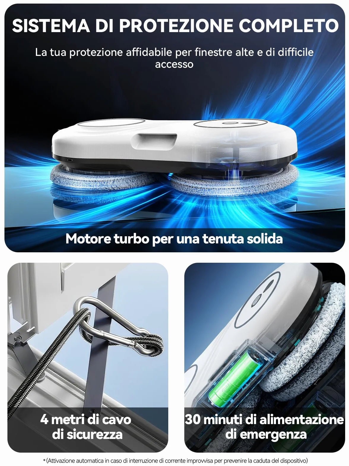 Robot Lavavetri 7000 Pa Motore a Turbina Ultra Sottile 63 mm 3 Modalità di Pulizia WD12D