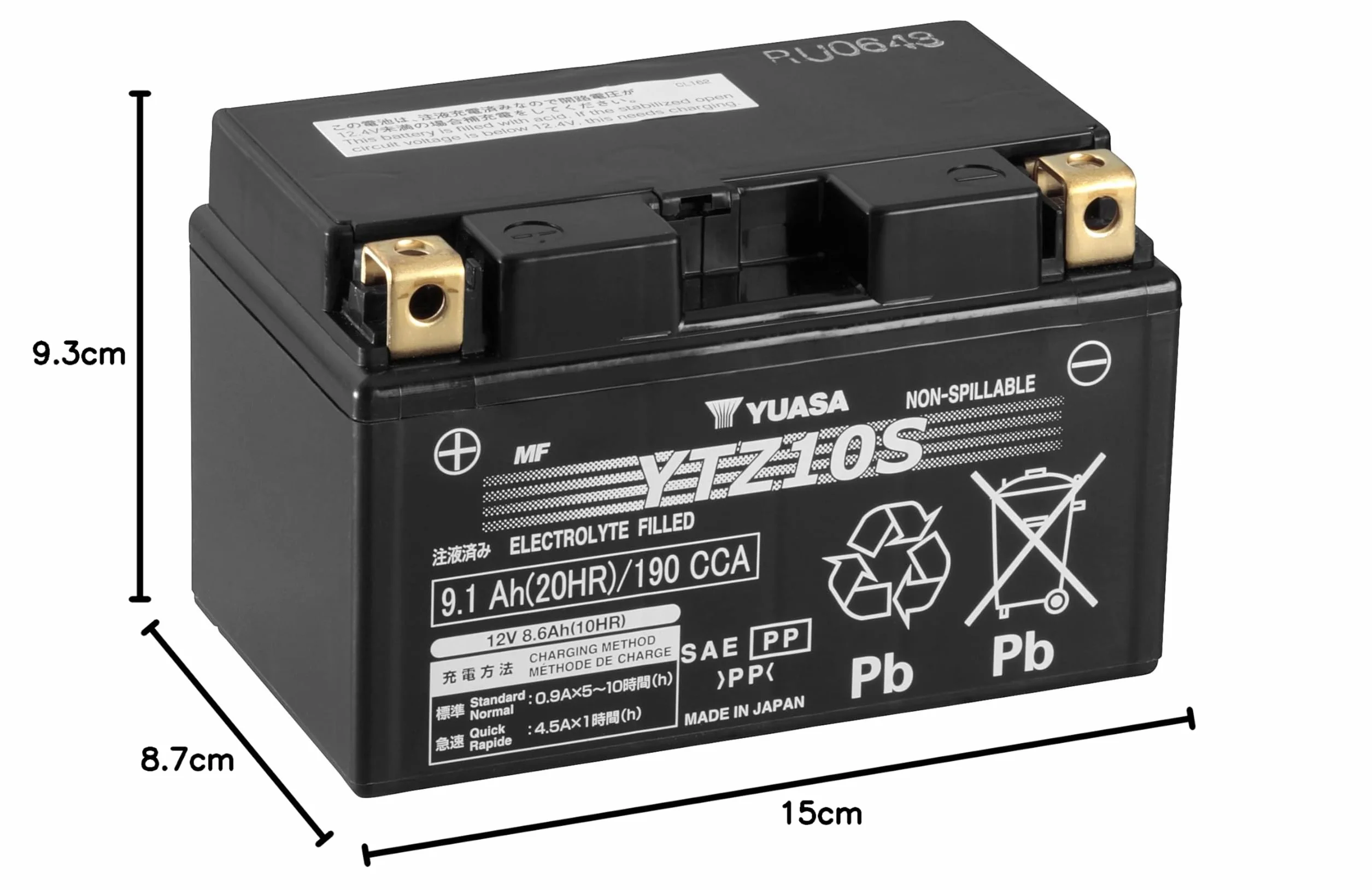 Yuasa YTZ10S Batteria da 12V ad alte prestazioni senza manutenzione