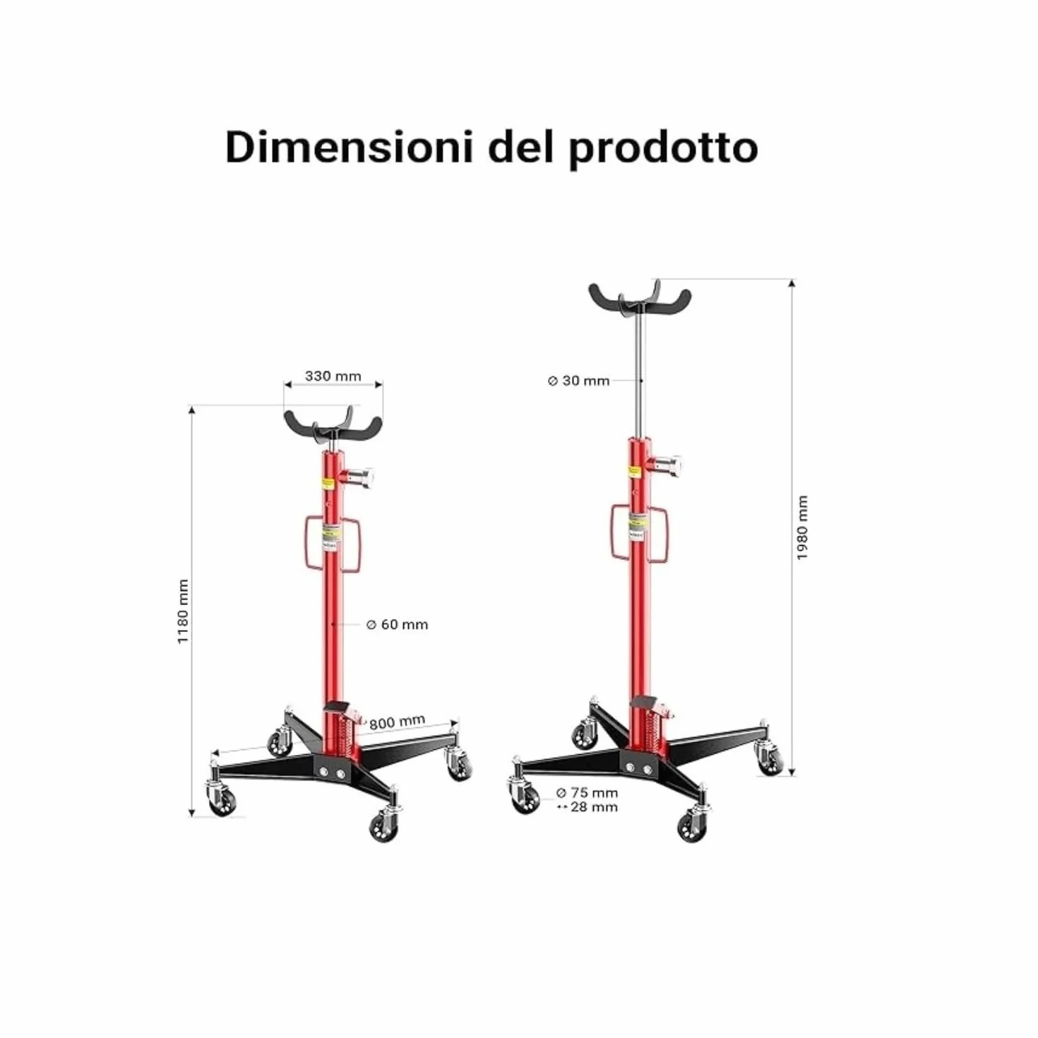 GrecoShop Sollevatore Cric Idraulico da Fossa 500 kg per Officina Auto – Altezza Regolabile, Piattaforma Robusta per Manutenzione Veicoli, Garage e Meccanica Professionale