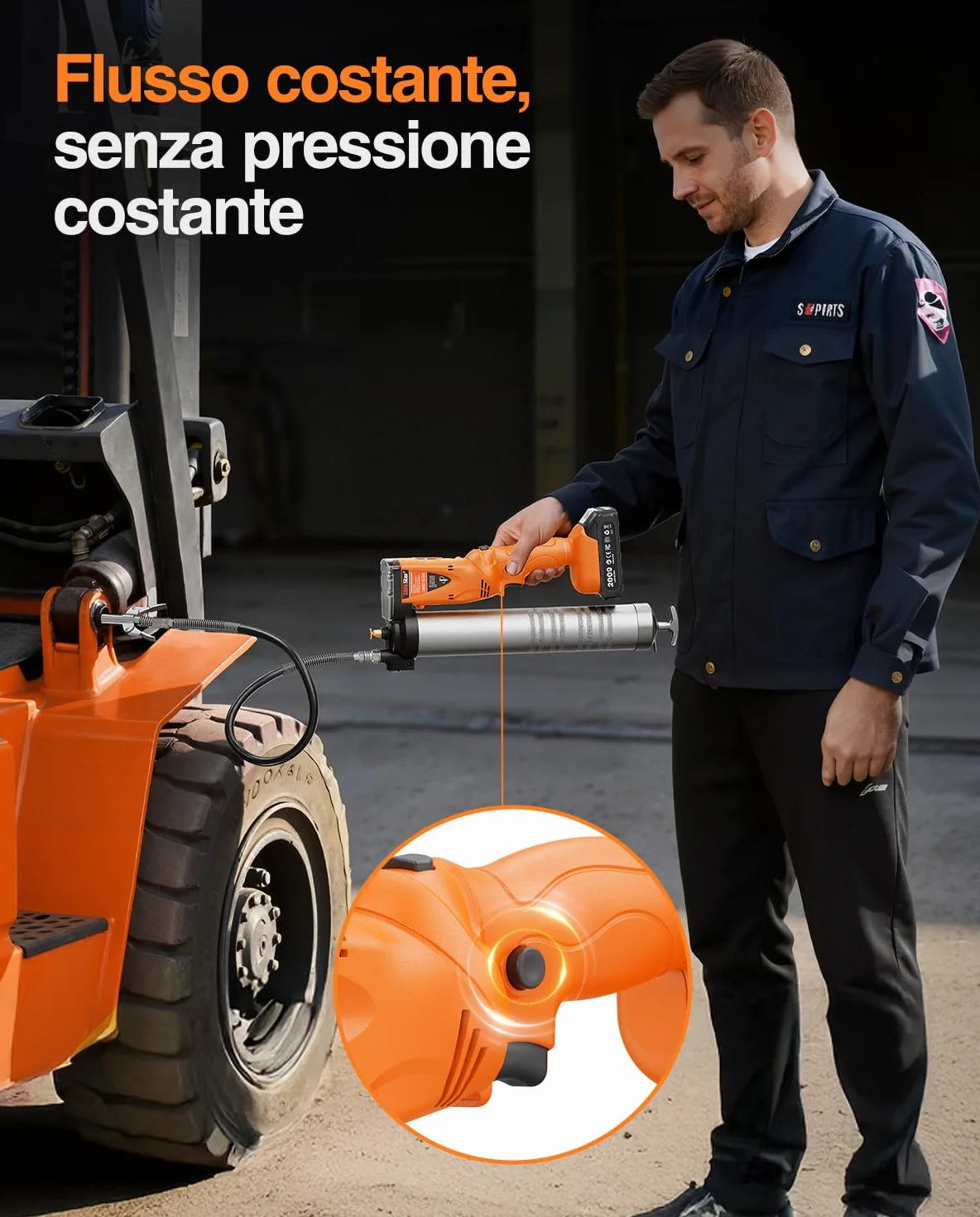 TaskStar 2-in-1 Ingrassatore a Batteria: 10000 PSI Pistola Grasso elettricoa con 2 Batterie, Tubo Lungo 39,4", 3 Testina Ingrassatore Professionale, Ideale per Macchinari Pesanti Come i Trattori