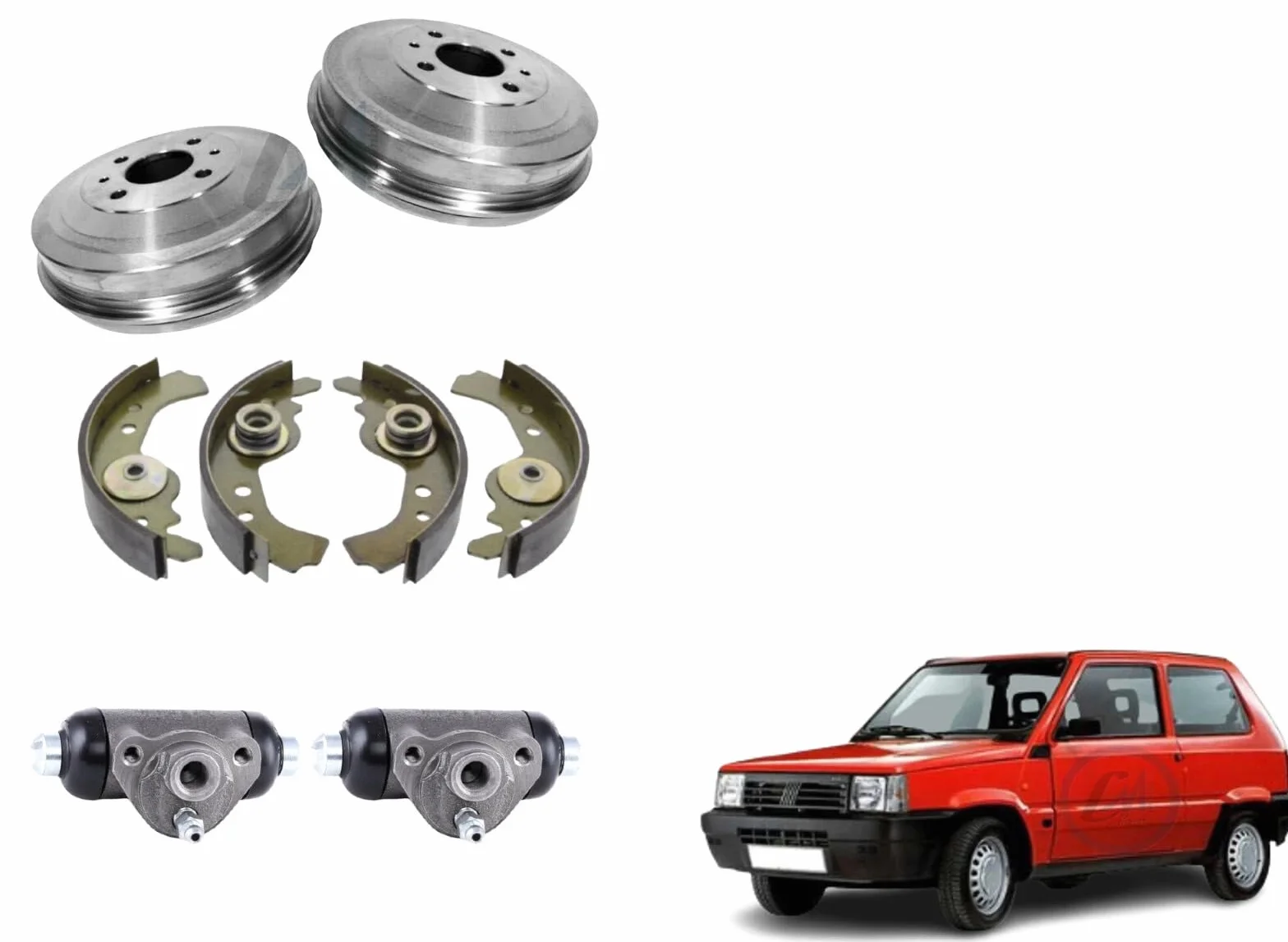 KIT FRENI POSTERIORI GANASCE CILINDRETTI TAMBURI PER PANDA 141 1°SERIE