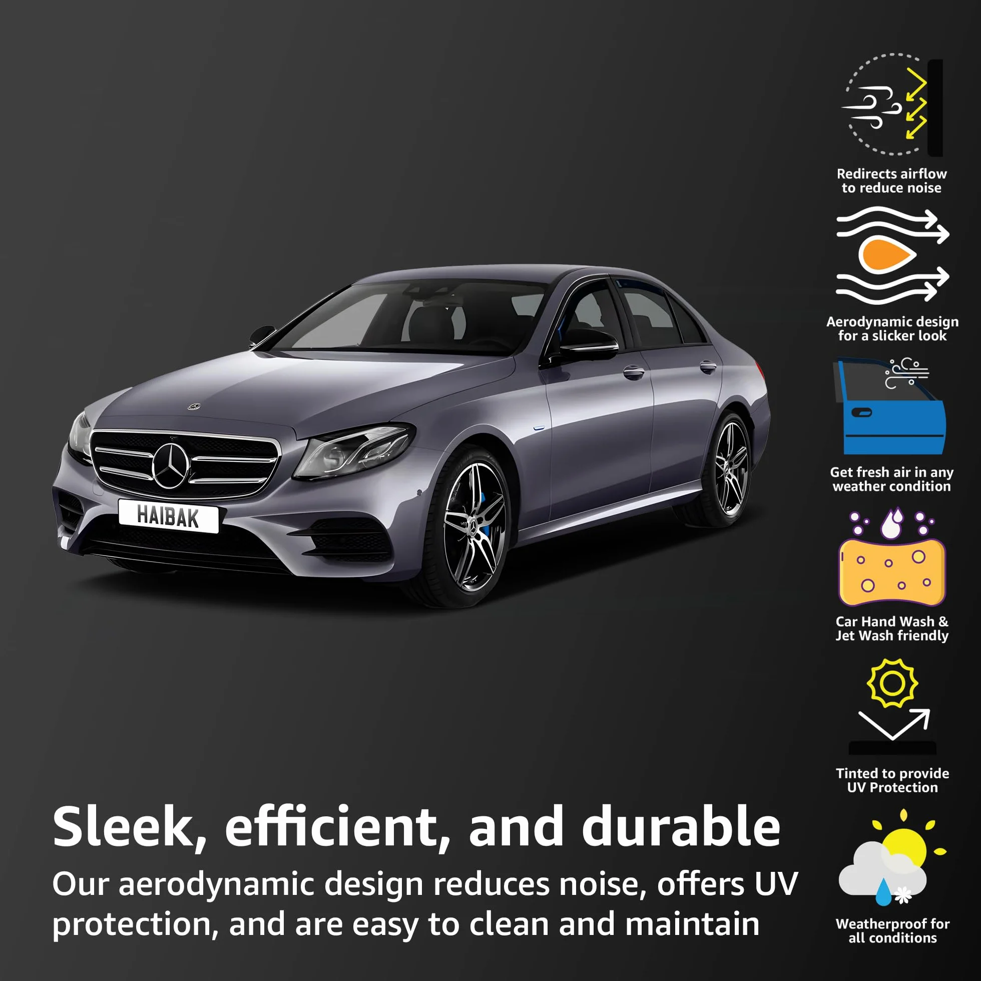 Haibak Wind Deflectors Set Compatible With Audi A3 053 Mk3 2013-2020 2 Doors 2pc in Channel Fitment