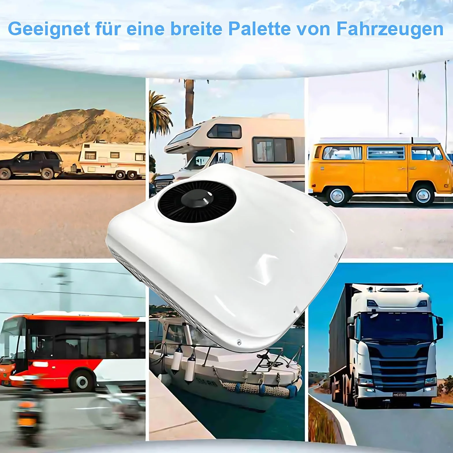 Condizionatore D'Aria DC 12V/24V per Camper RV, Elettrico All-In-One Senza Unità Esterna, Silenzioso per Camion Trattore Bus Caravan, Aria Condizionata da Tetto Bianco(Cooling Only,12v)