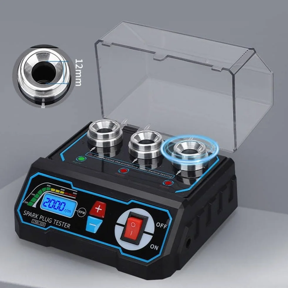 Rilevatore di scintille regolabile 12 V per tester bobina di accensione motore automobilistico 3 fori