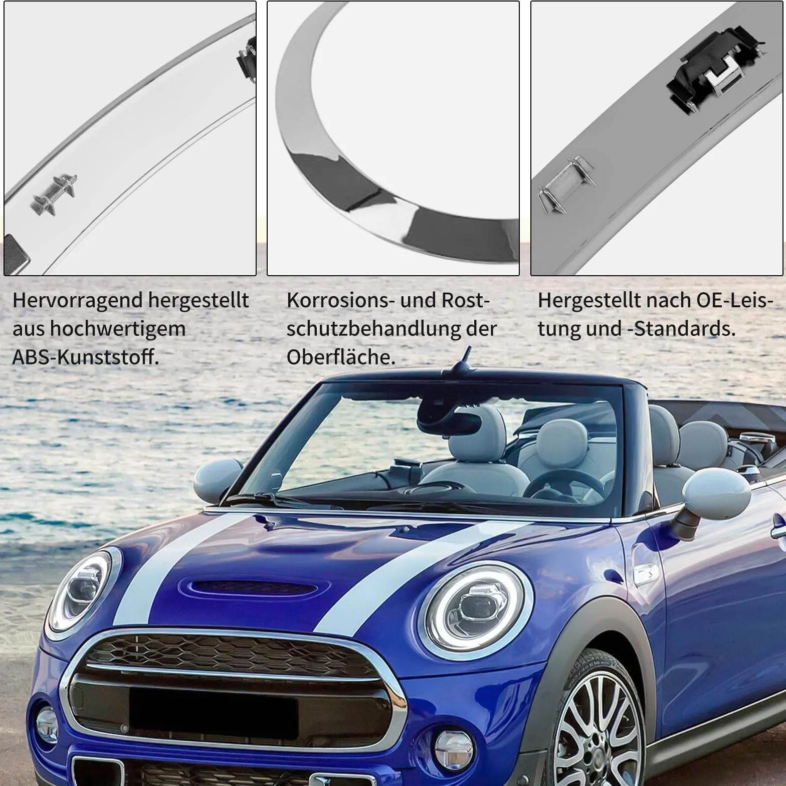 Mini Cooper F55 F56 F57 2014-2021 Cerchietto Fari Ricambio Argento 2 Pezzi