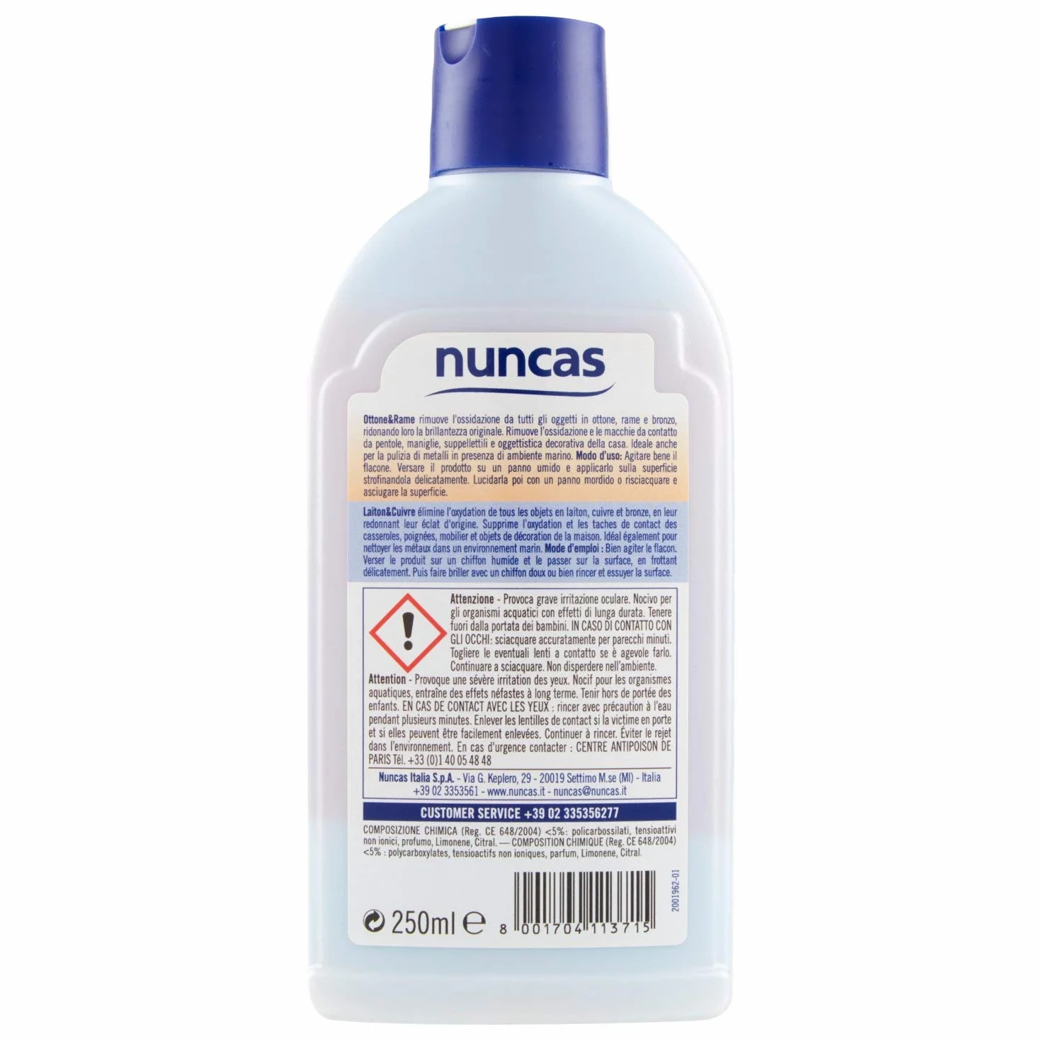 Nuncas Ottone e Rame Crema Detergente e Lucidante 250ml