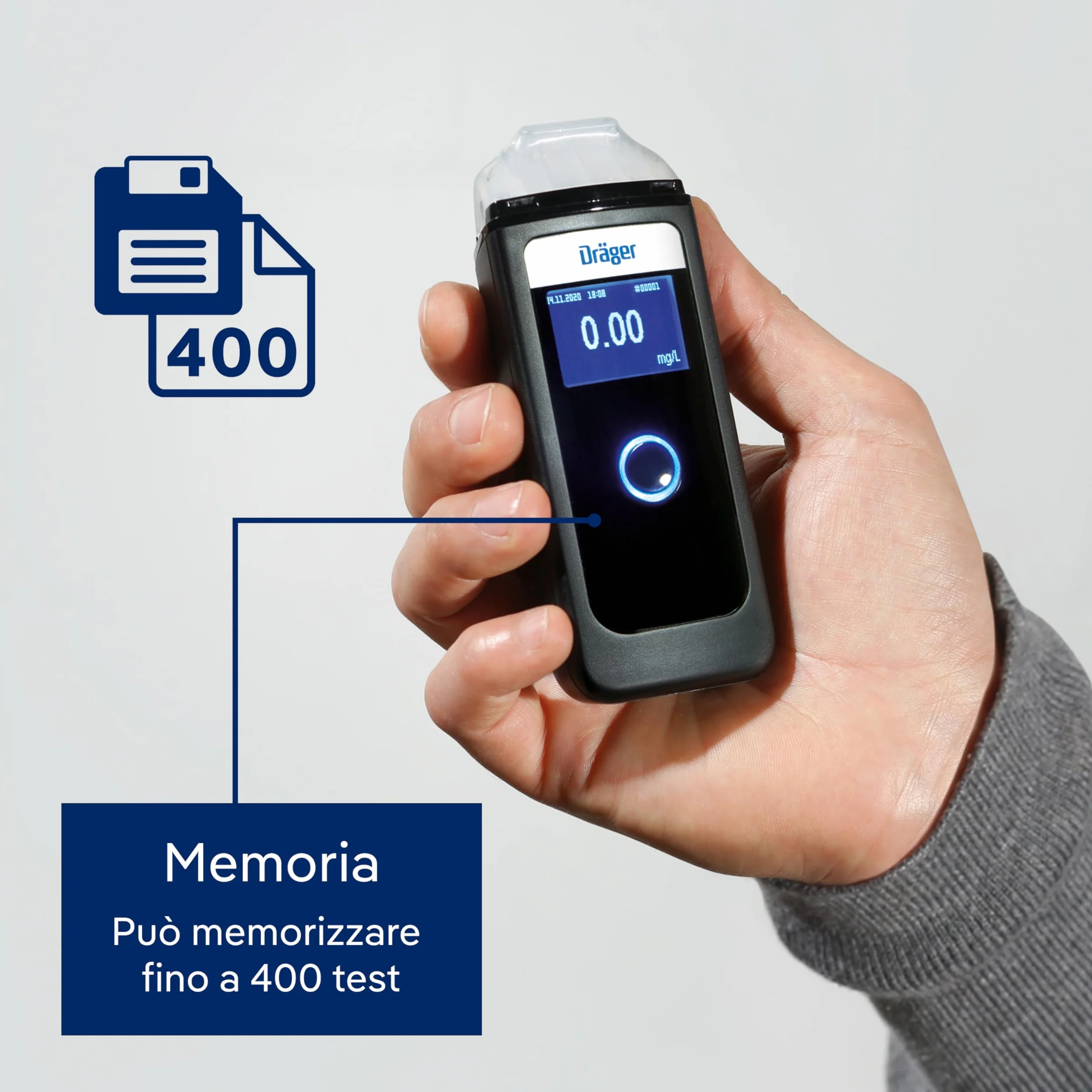 Dräger Alcotest 4000 Etilometro Portatile Certificato Schermo LED Alcol Test Professionale Tascabile