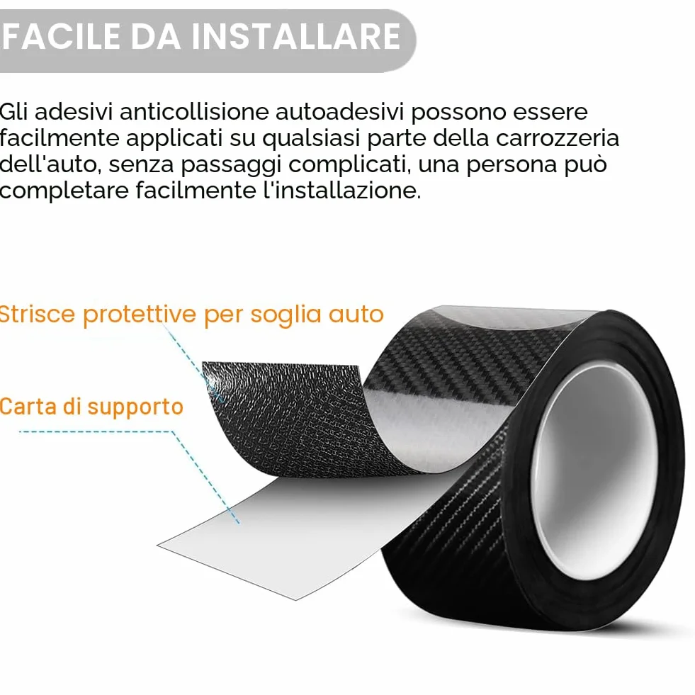 Battitacco Fibra Carbonio, Protezioni Per Davanzali Per Porte Auto In Fibra Di Carbonio Universali Autoadesive Antiscivolo Nastro Impermeabile Per Auto SUV Camion Truck Entry Guards（5cm×5M）