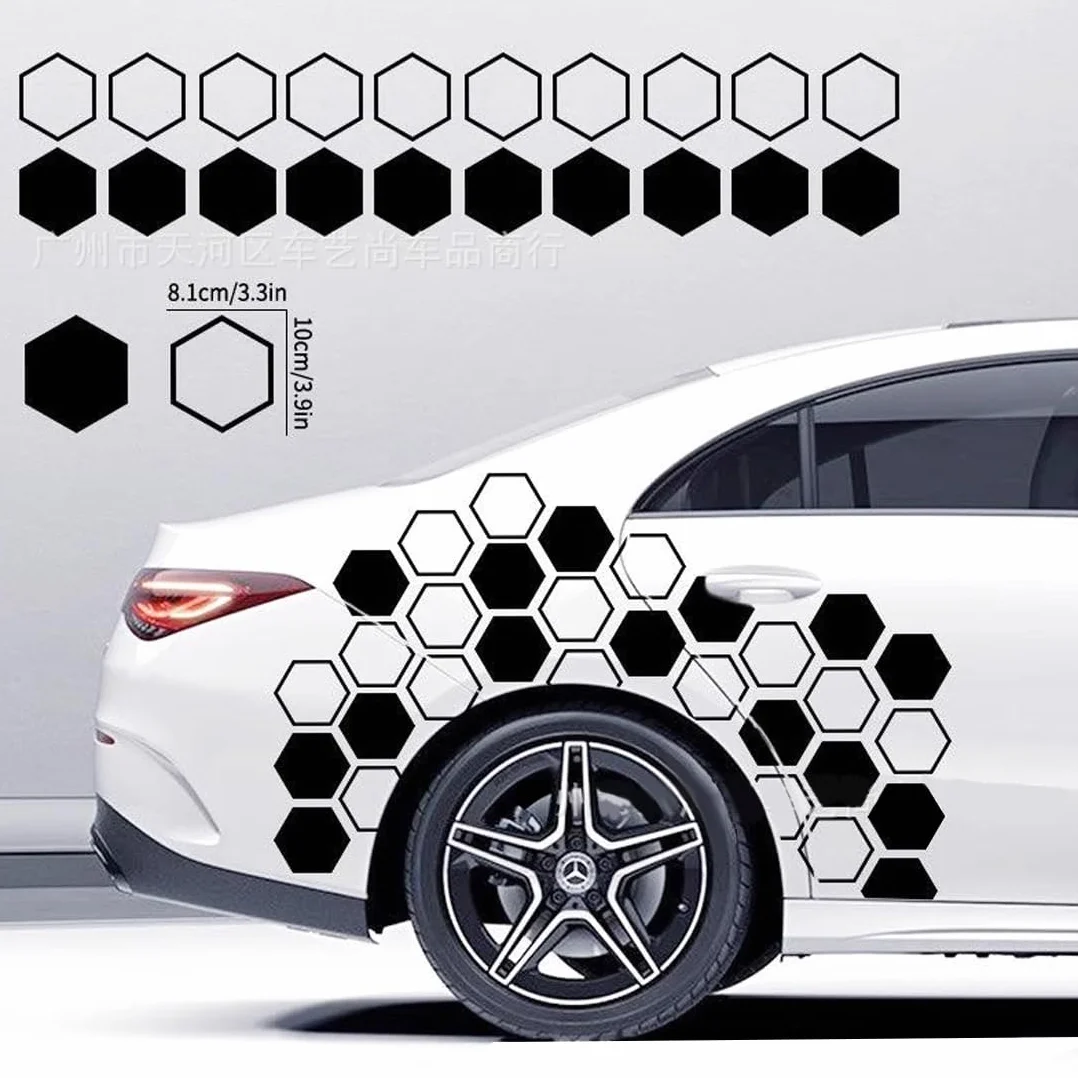Adesivi Auto a Nido d'Ape 52 Pezzi – Decorazione Carrozzeria Racing Strisce Design per Auto SUV Camion Fuoristrada Nero