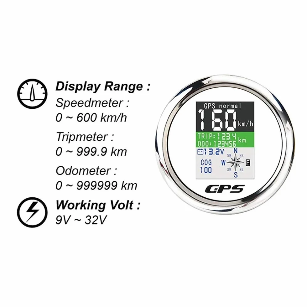 KAOLALI Tachimetro GPS da 85 MM Contachilometri Contagiri Digitale con Schermo TFT Impermeabile con Antenna GPS per Moto da Barca Auto