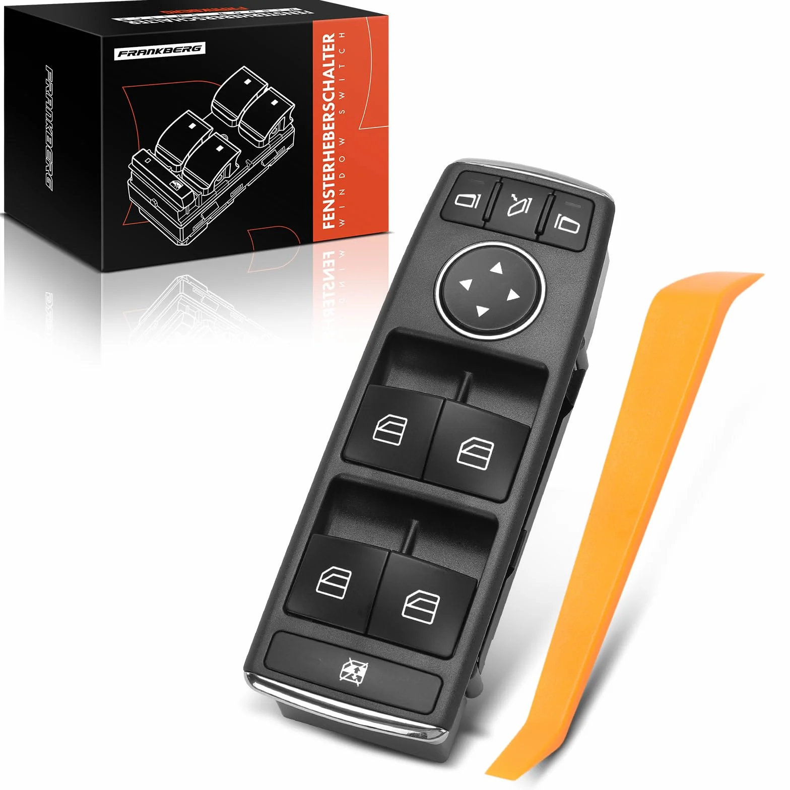 Frankberg Interruttore a pulsante per auto Anteriore sinistro Compatibile con Classe A W176 A45 AM.G A160-A250 B-Class W242 B160-B250 CLA Coupé C117 AM.G CLA 45-250 Replace# 1669054400649100