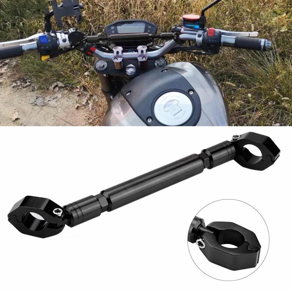 Zerone Barra Stabilizzatrice in Alluminio per Moto, Barra di Bilanciamento Manubrio Regolabile Universale per Manubrio da 22mm - Nero
