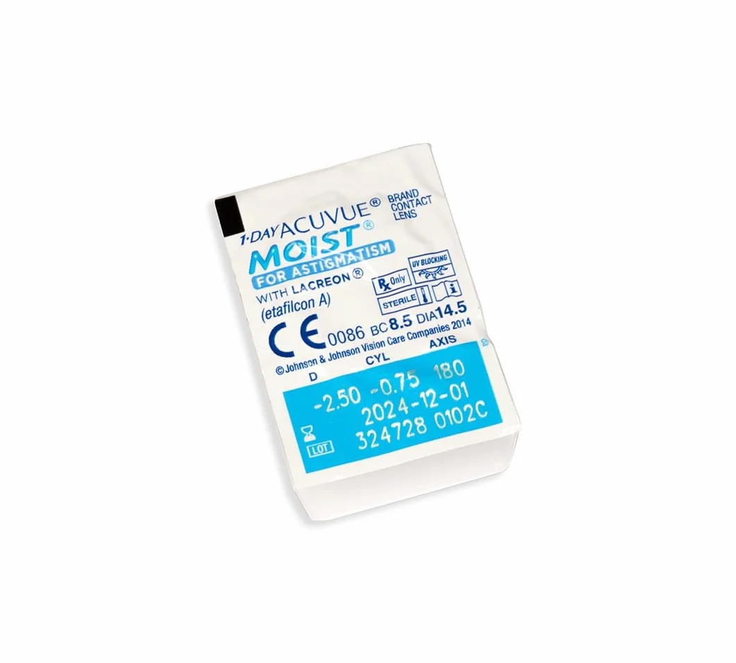 ACUVUE 1-DAY Acuvue MOIST for ASTIGMATISM Lenti a contatto giornaliere protezione UV -3.25 Cilindro -2.25 Asse 10 BC 8.5 DIA 14.50 90 lenti